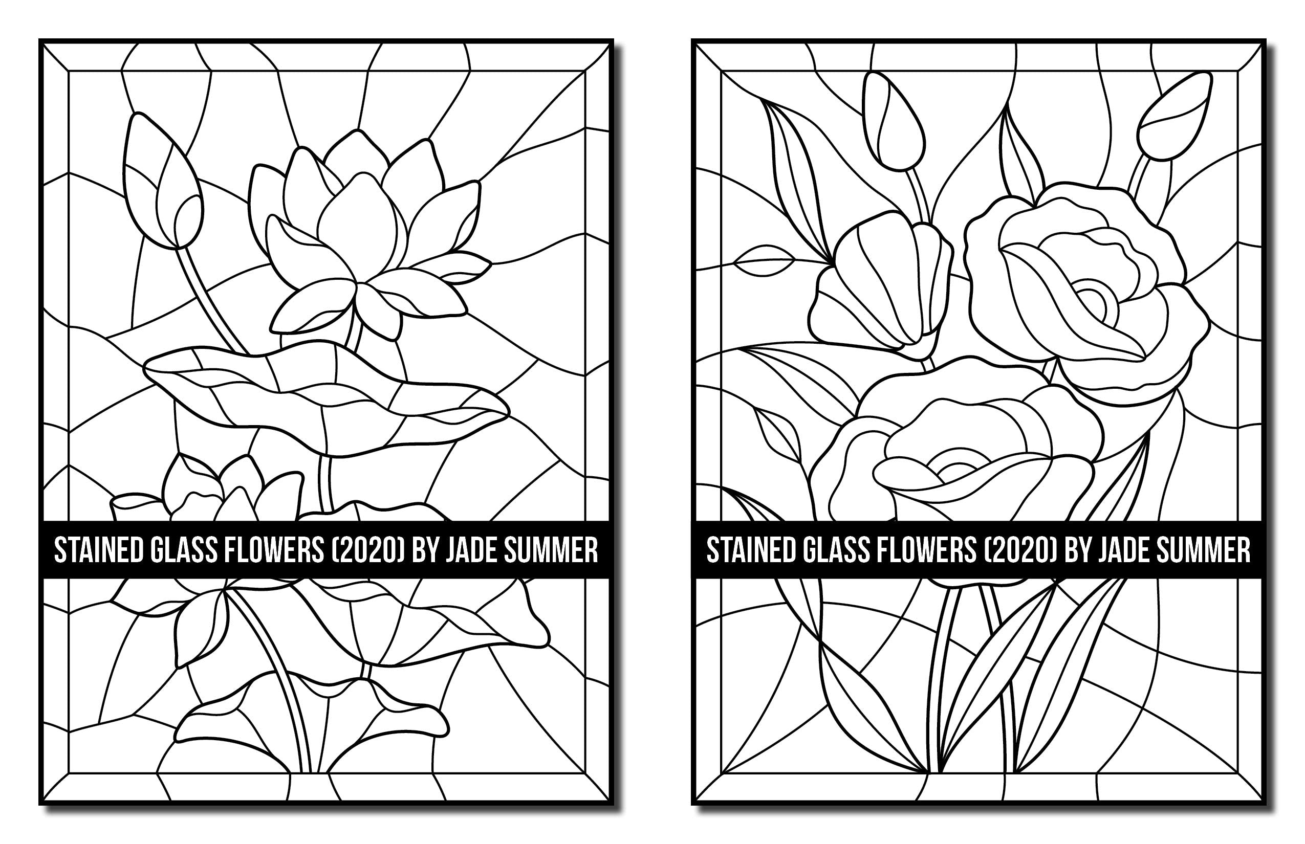 Stained Glass Flowers: An Adult Coloring Book with 50 Beautiful Flower Designs for Relaxation and Stress Relief (Stained Glass Coloring Books)