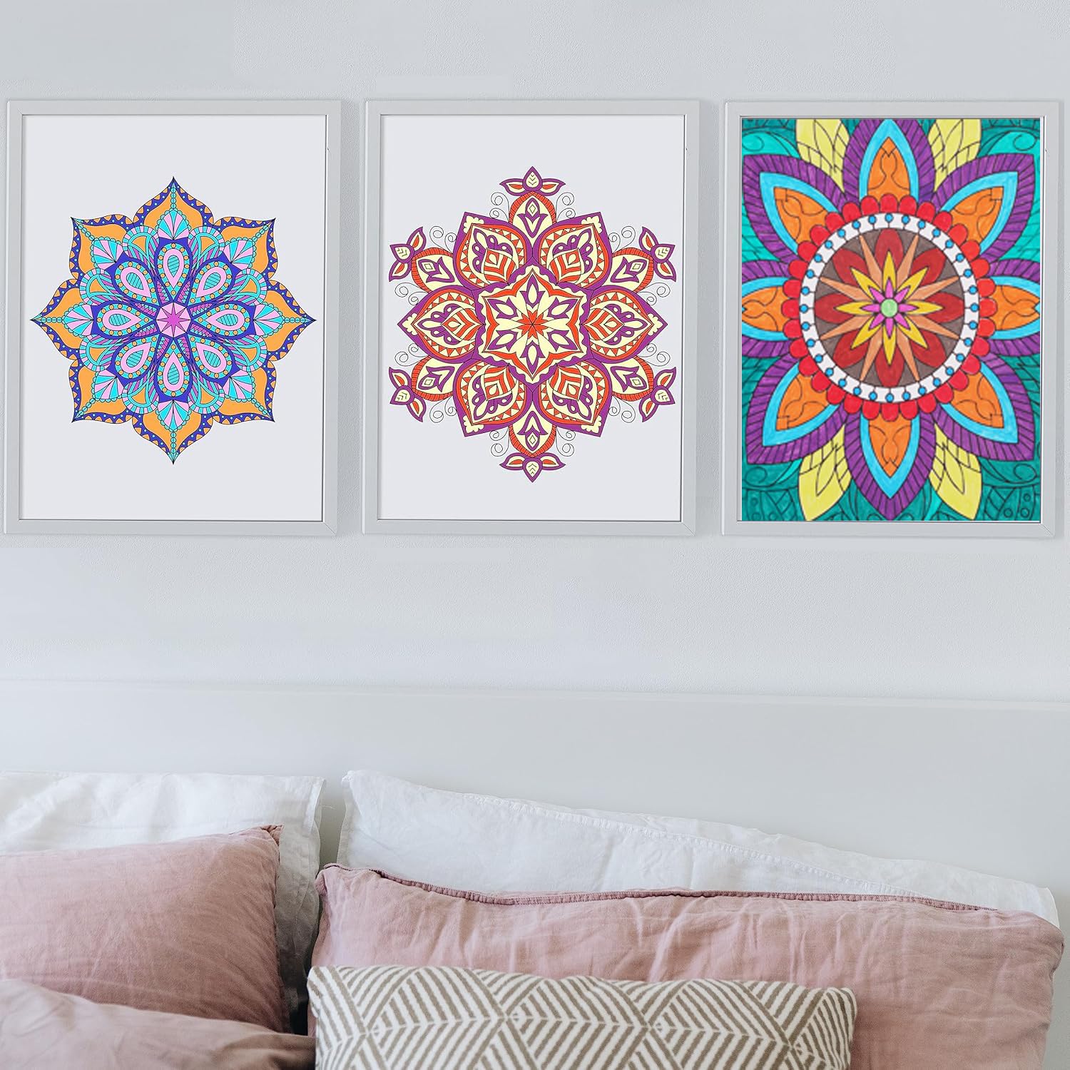 Bondream 3 Pack Adult Coloring Books,60 Mandalas Patterns for Adults Relaxation,Coloring Books for Women to Relax, Anxiety and Depression