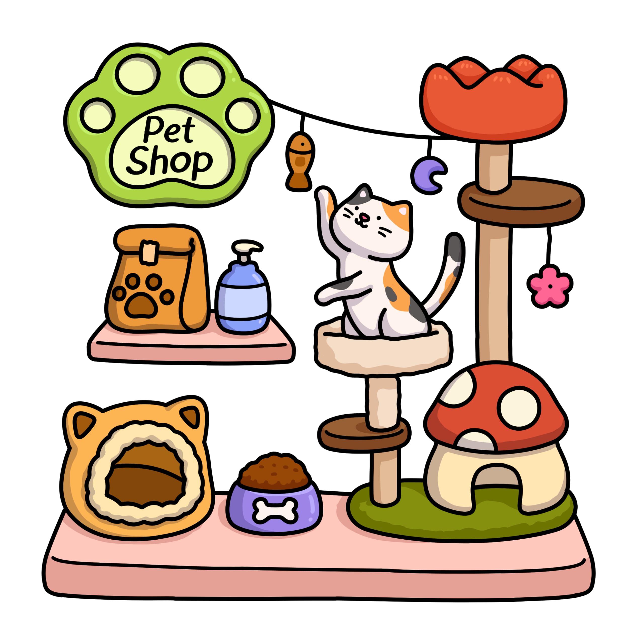 Little Shop: Bold and Easy Coloring Book for Adults and Teens