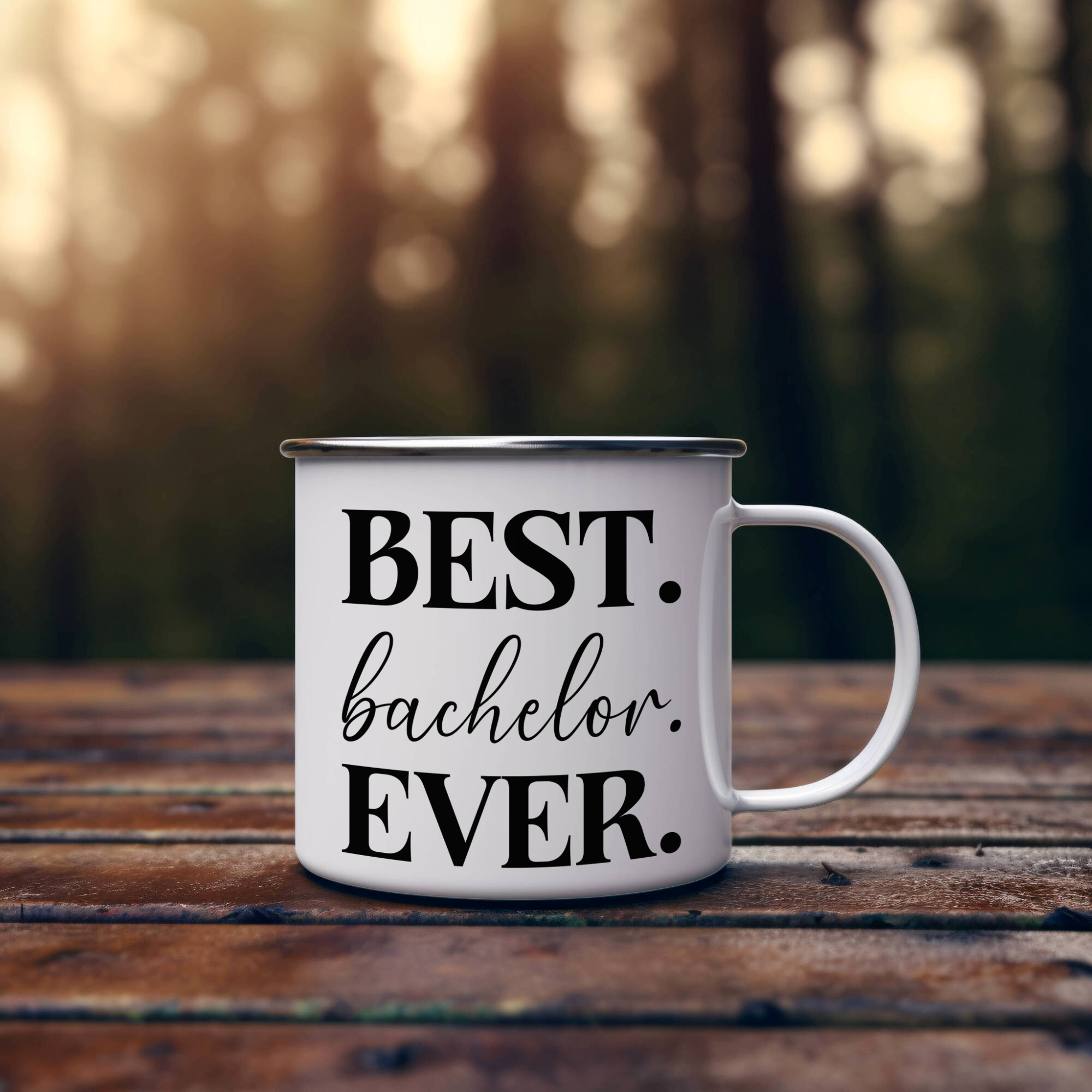 Best bachelor Ever Coffee Mug, bachelor Superlative 12oz White Enamel Camping Mug, Stainless Steel Mug Gift for bachelor