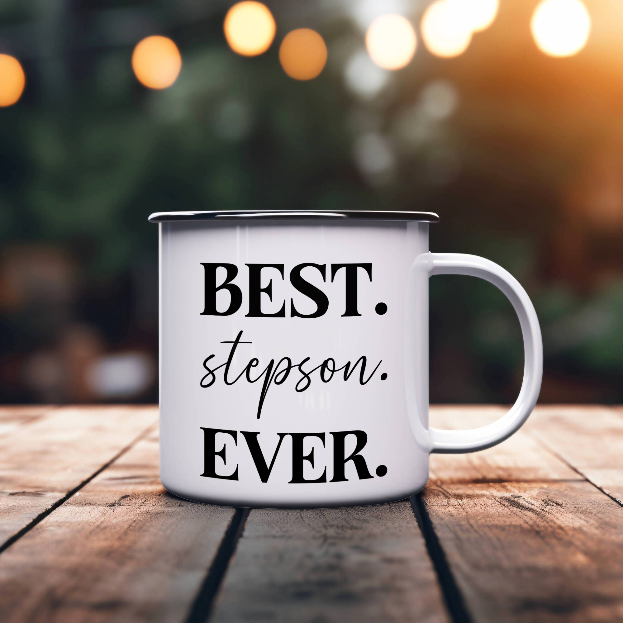 Best stepson Ever Coffee Mug, stepson Superlative 12oz White Enamel Camping Mug, Stainless Steel Mug Gift for stepson