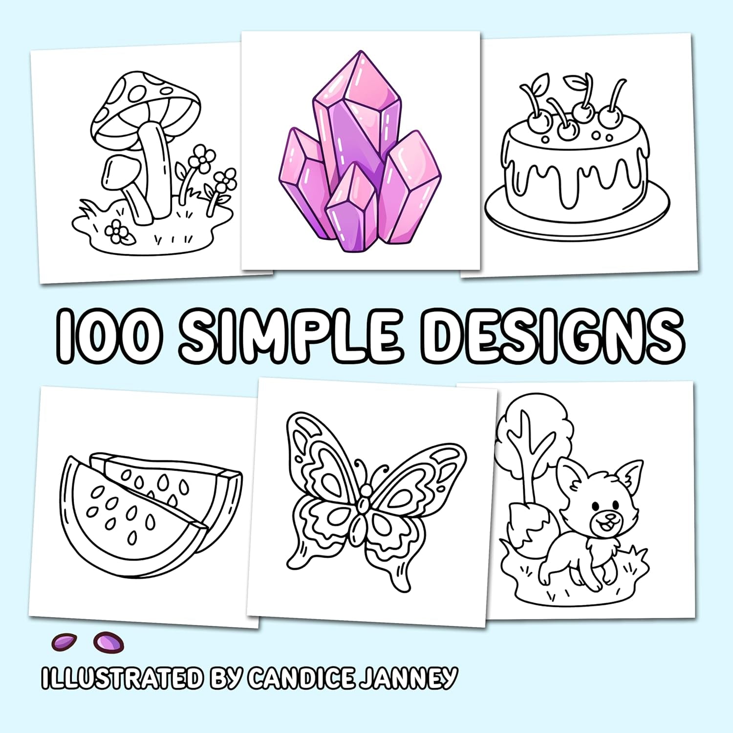 100 Bold Coloring Book: Simple, Easy, and Large Print Designs for Adults and Kids with Animals, Flowers, Food, and More! (Bold and Easy Coloring Books)