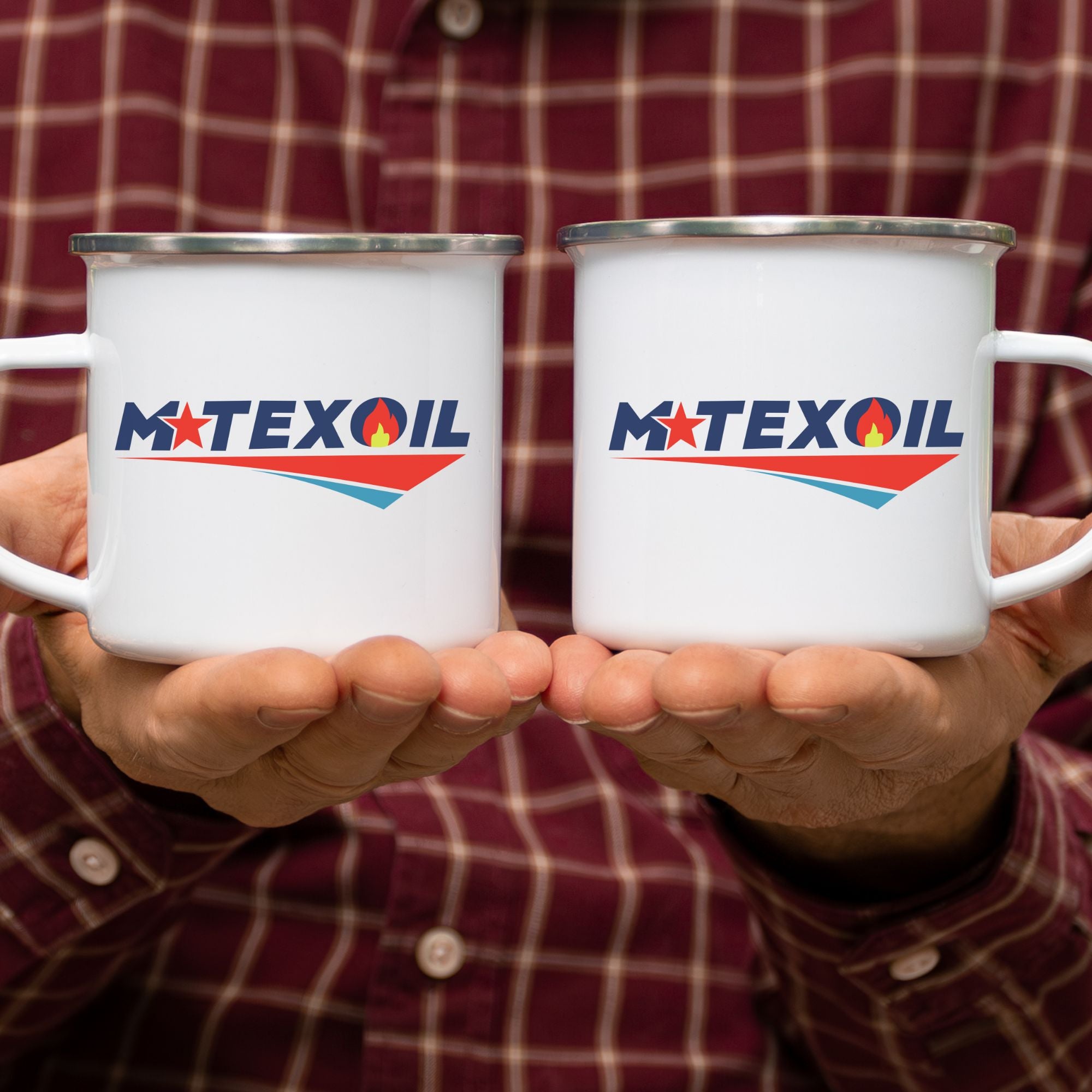 Mtex Oil Camping Mug, 12Oz Steel Enamel Coffee Cup