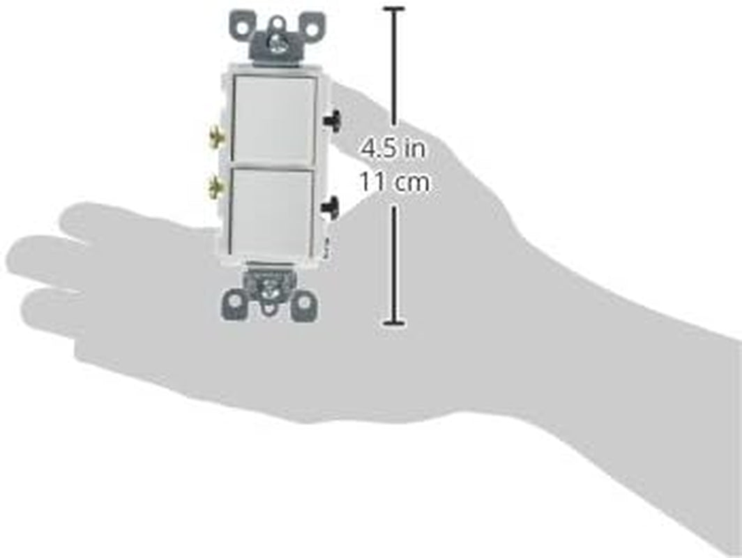 Leviton 5634-W 15 Amp, 120/277 Volt, Decora Single-Pole, AC Combination Switch, Commercial Grade, Grounding, White