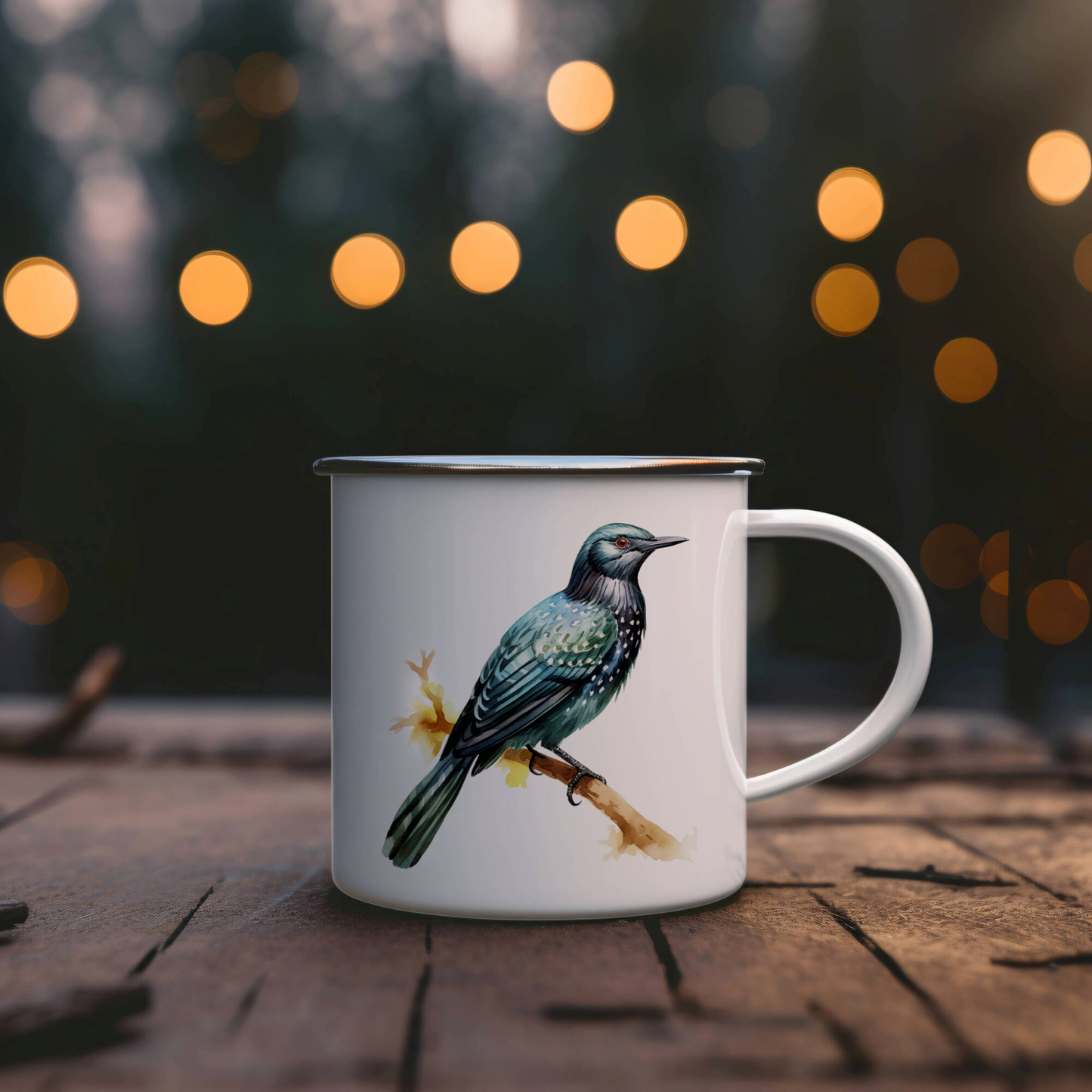Bird Watching Mug, Asian Koel Song Bird Camping Mug, 12oz Camping Mug, White Stainless Steel Cup with Handle