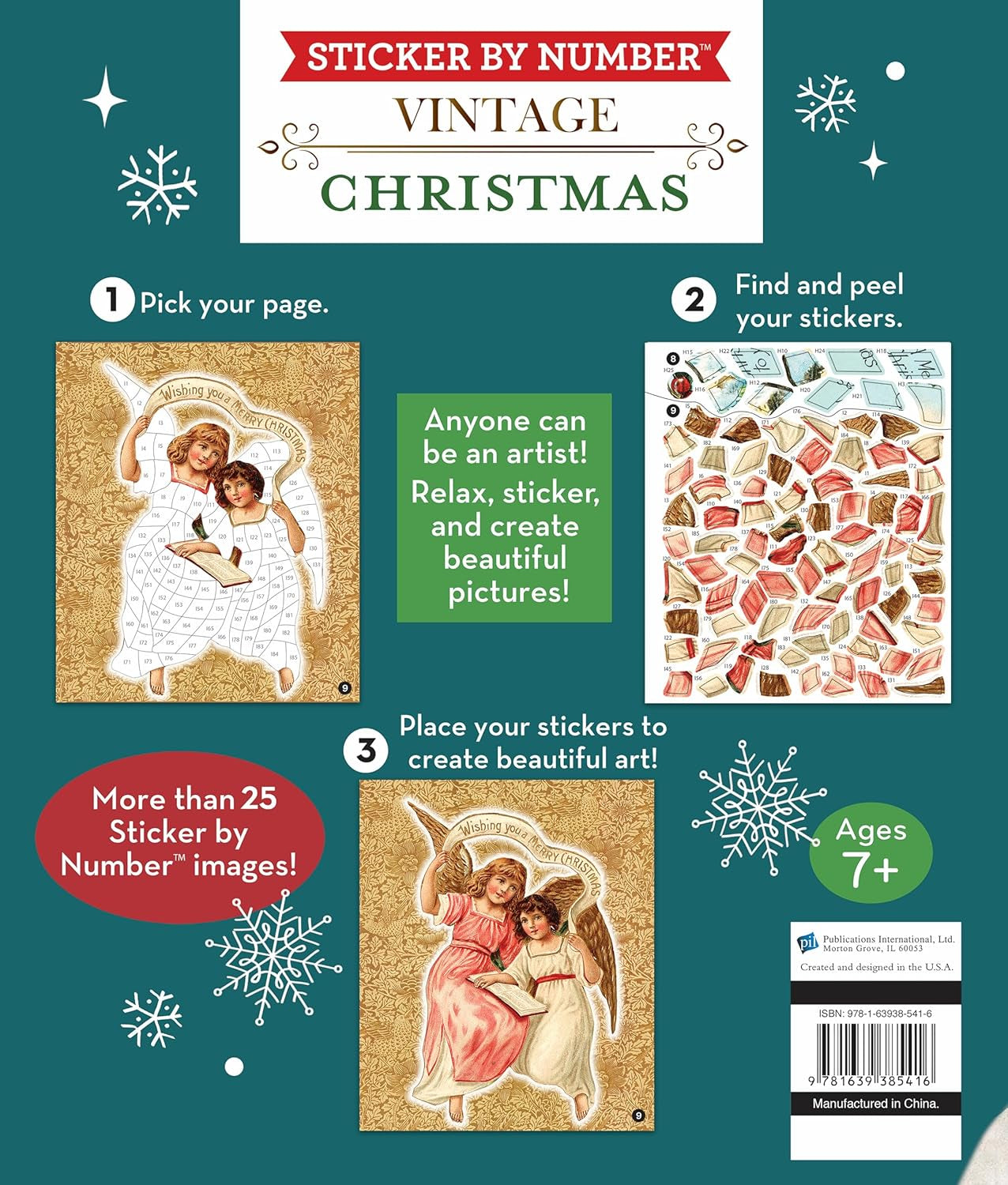 Brain Games - Sticker by Number - Vintage: Christmas (28 Images to Sticker)
