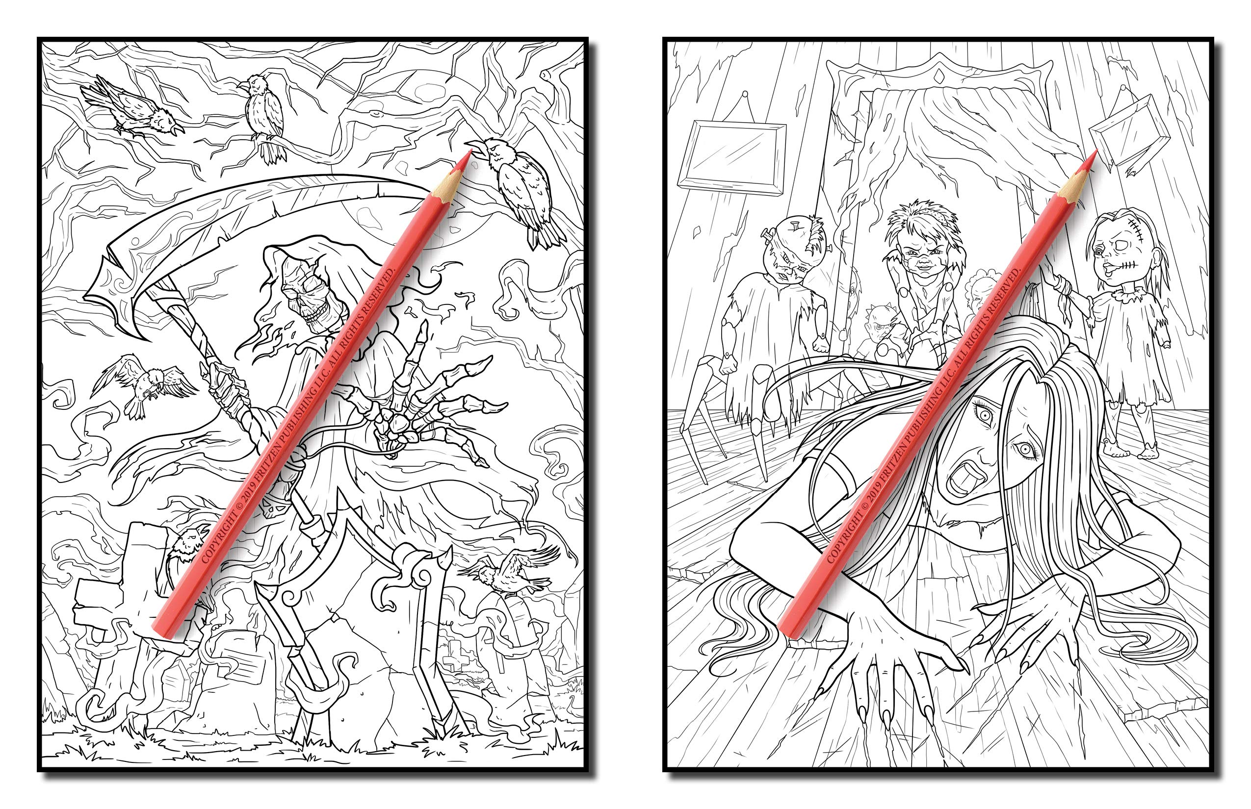 Nightmare: A Horror Coloring Book with Terrifying Monsters, Evil Women, Dark Fantasy Creatures, and Gothic Scenes for Relaxation