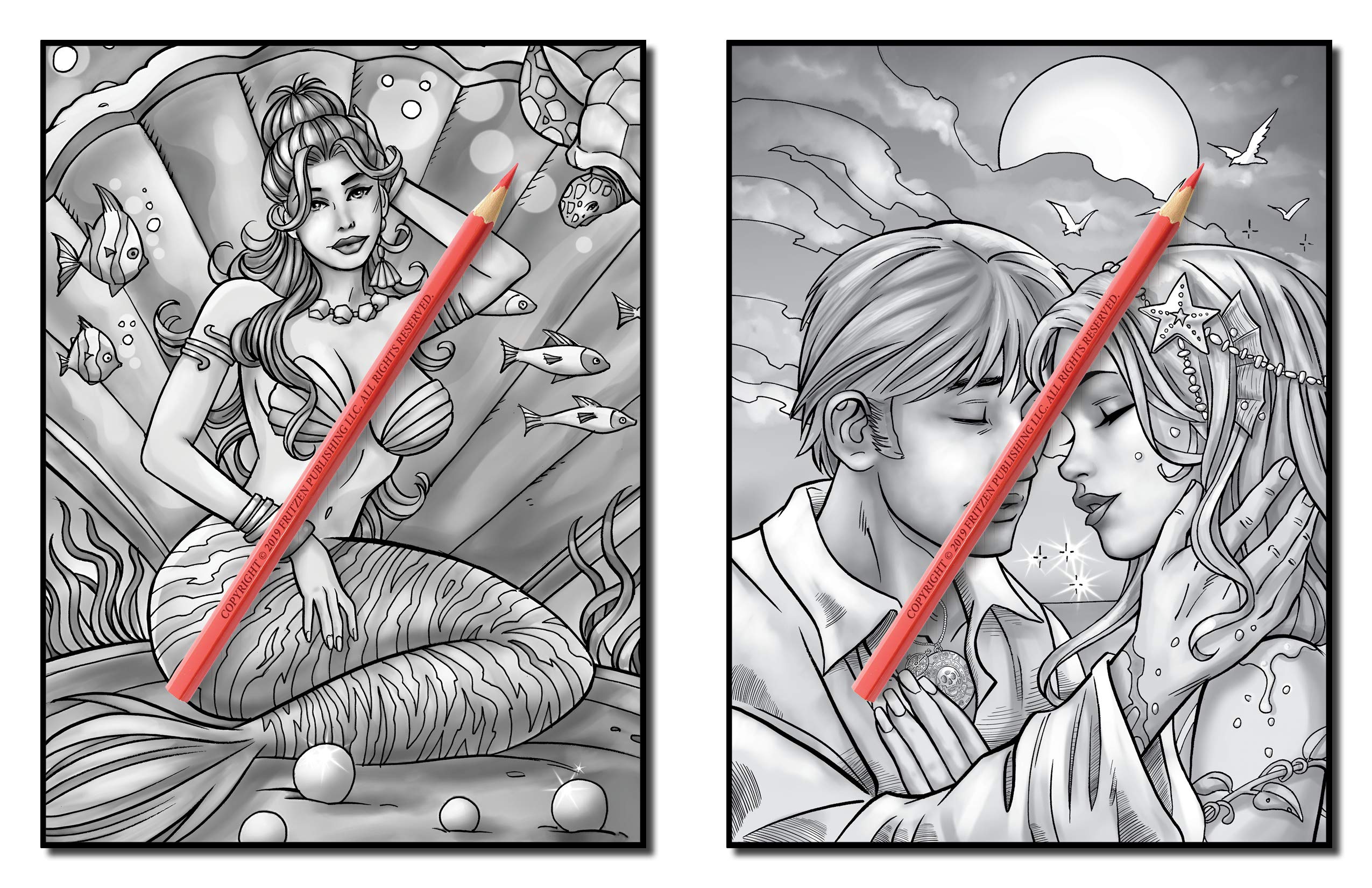 Mermaids Grayscale: An Adult Coloring Book with Sexy Mermaids, Relaxing Tropical Beaches, and Underwater Fantasy Scenes (Grayscale Coloring Books)