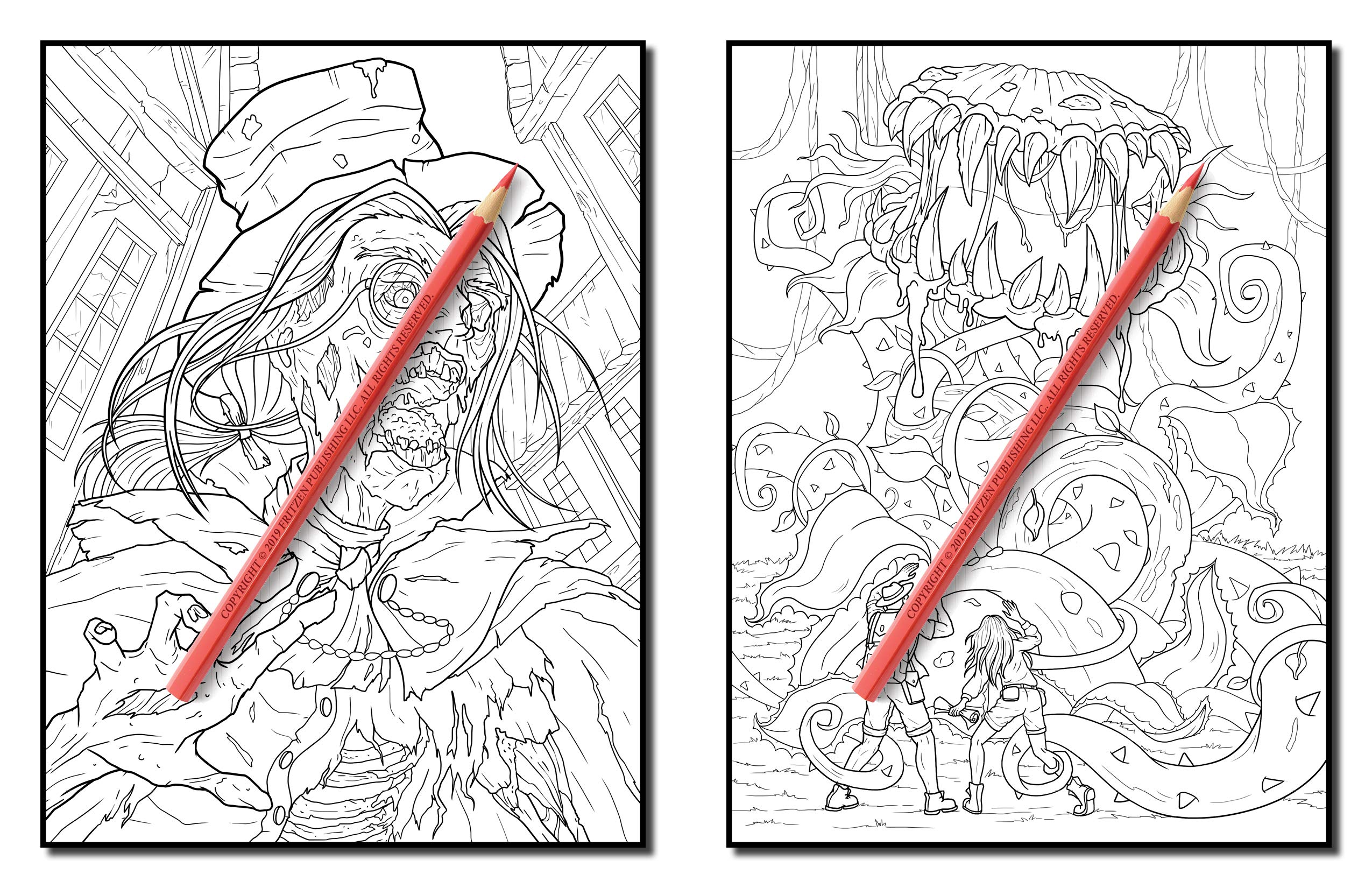 Nightmare: A Horror Coloring Book with Terrifying Monsters, Evil Women, Dark Fantasy Creatures, and Gothic Scenes for Relaxation