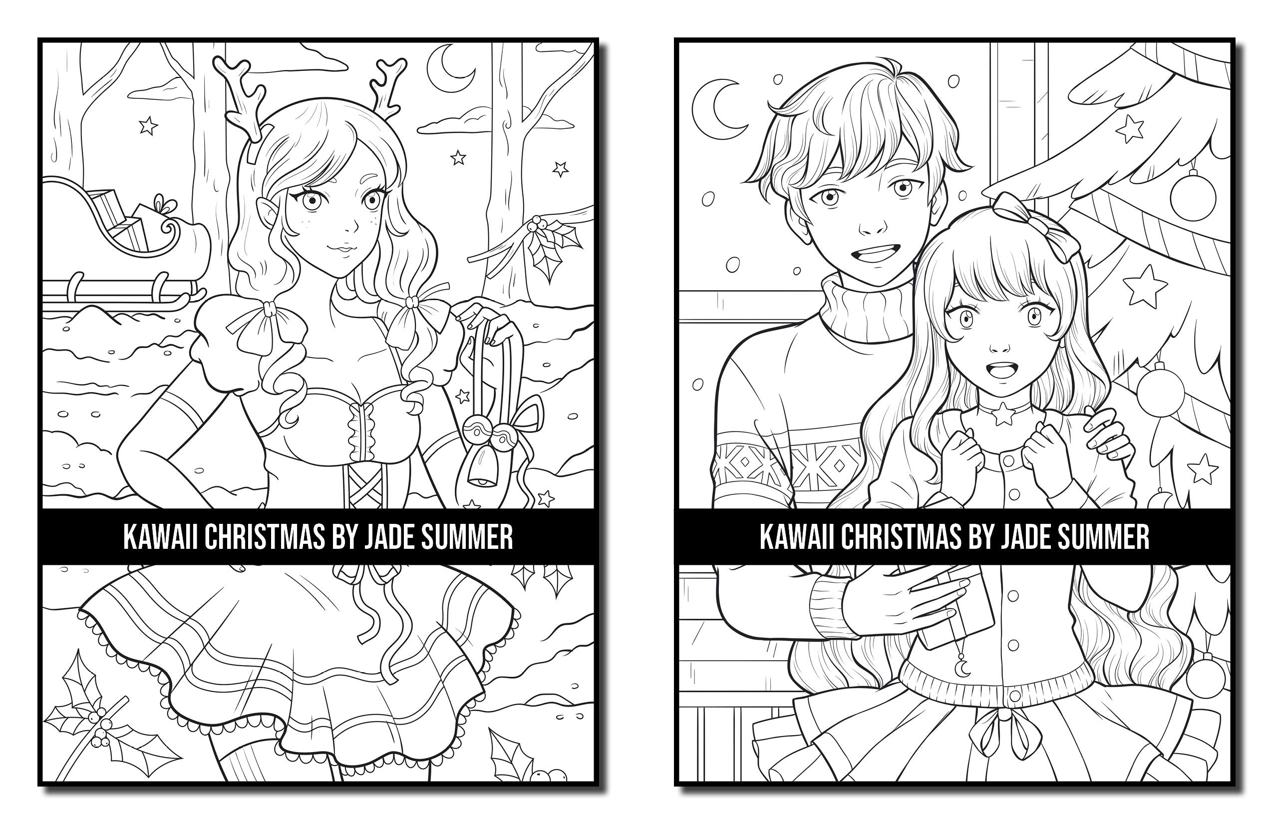 Kawaii Christmas: An Adult Coloring Book with Adorable Girls, Christmas Scenes, Winter Fun, Holiday Adventures, and More!