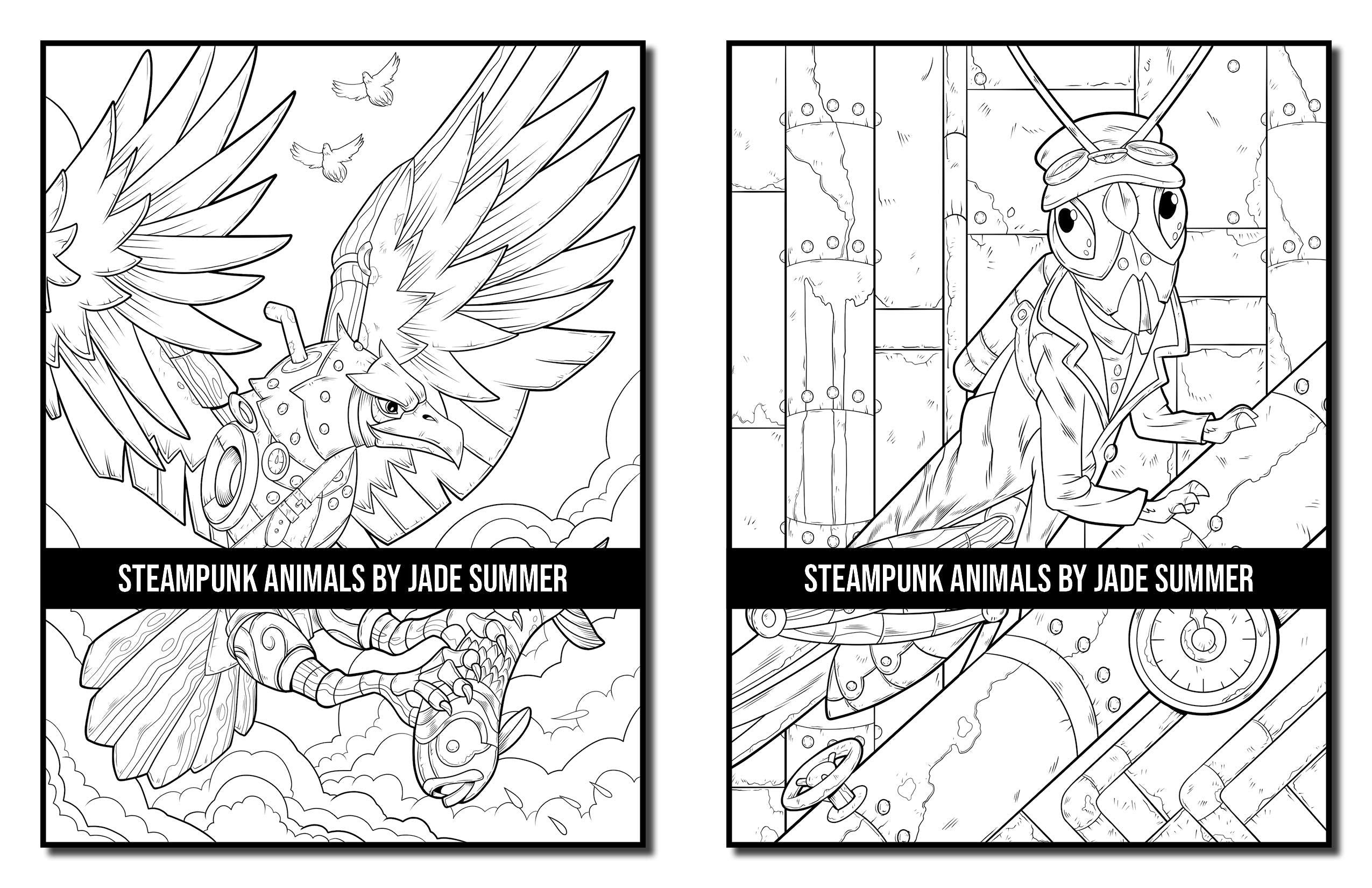 Steampunk Animals: An Adult Coloring Book with Dogs, Lions, Elephants, Owls, Monkeys, Wolves, and More!