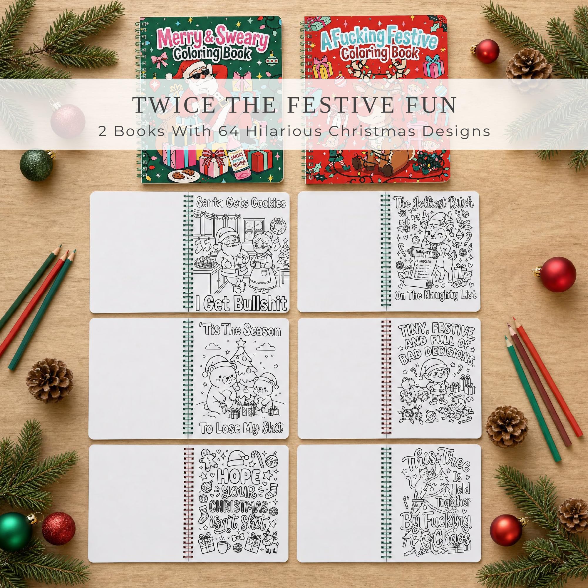 Beautiful Coloring Book Set of 2 for Adult Relaxation - Funny Designs
