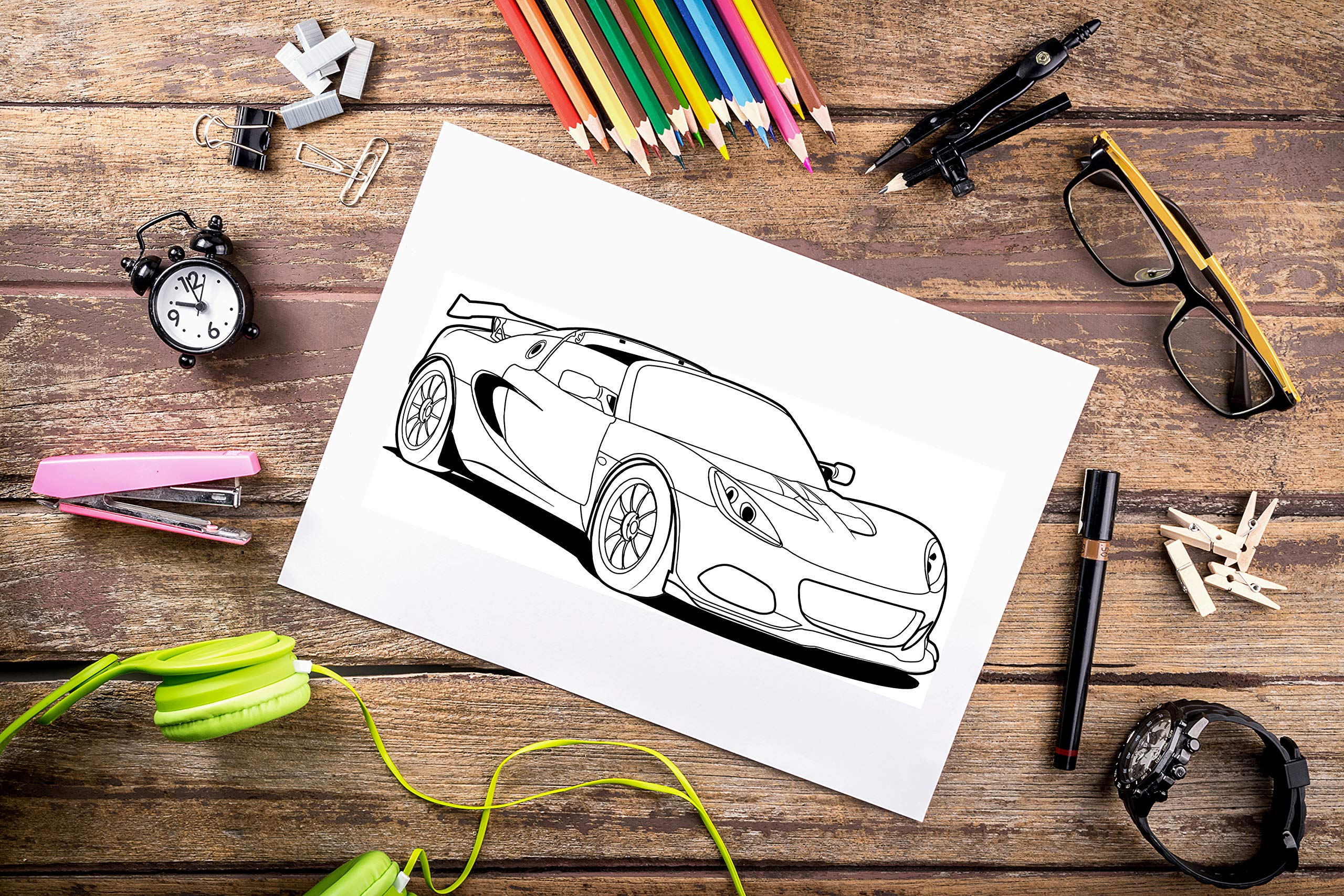 Sports Cars Coloring Book: A Collection of 45 Cool Supercars | Relaxation Coloring Pages for Kids, Adults, Boys, and Car Lovers