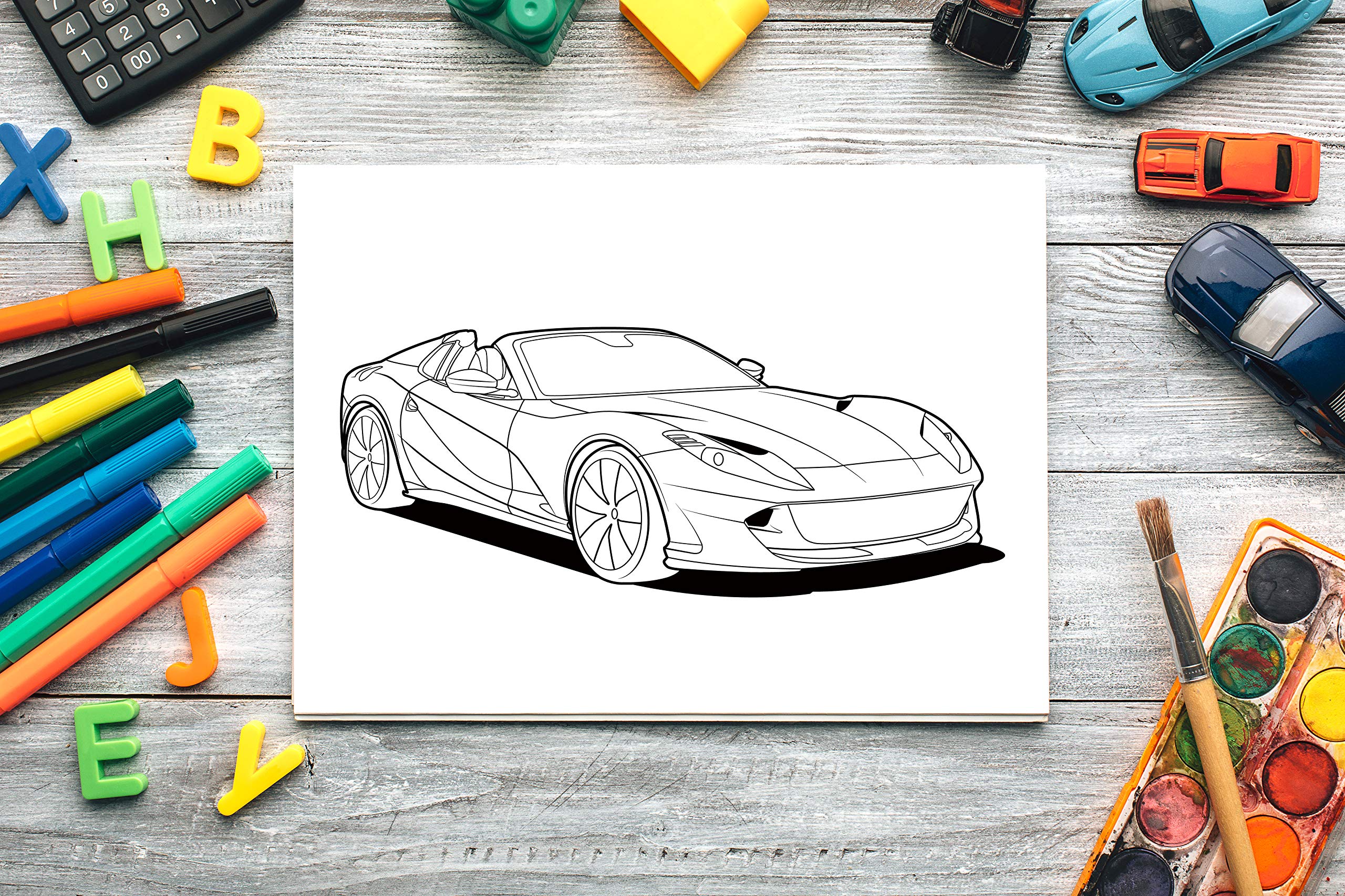 Dream Cars Coloring Book: A Collection of 40+ Cool Sports Cars, Supercars, and Classic Cars | Relaxation Coloring Pages for Kids, Adults, Boys, and Car Lovers