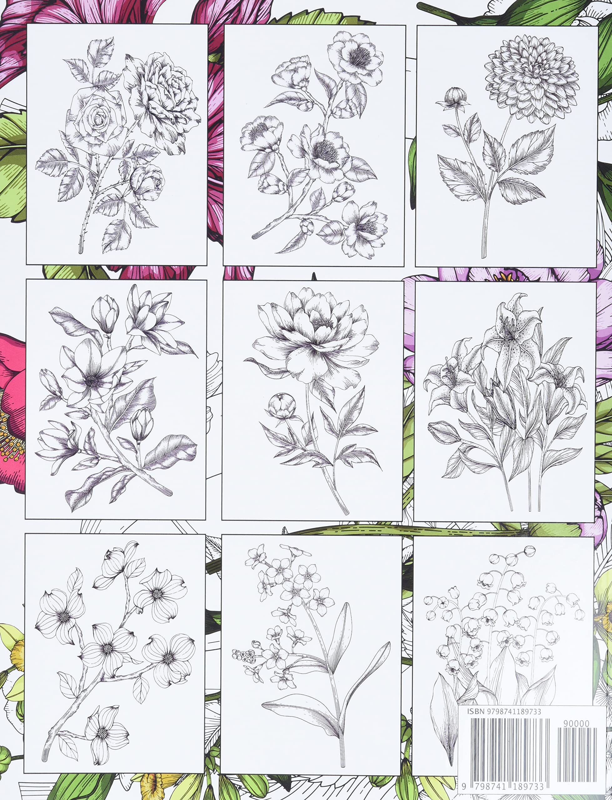 Bloom Adult Coloring Book: Beautiful Flower Garden Patterns and Botanical Floral Prints | Over 50 Designs of Relaxing Nature and Plants to Color