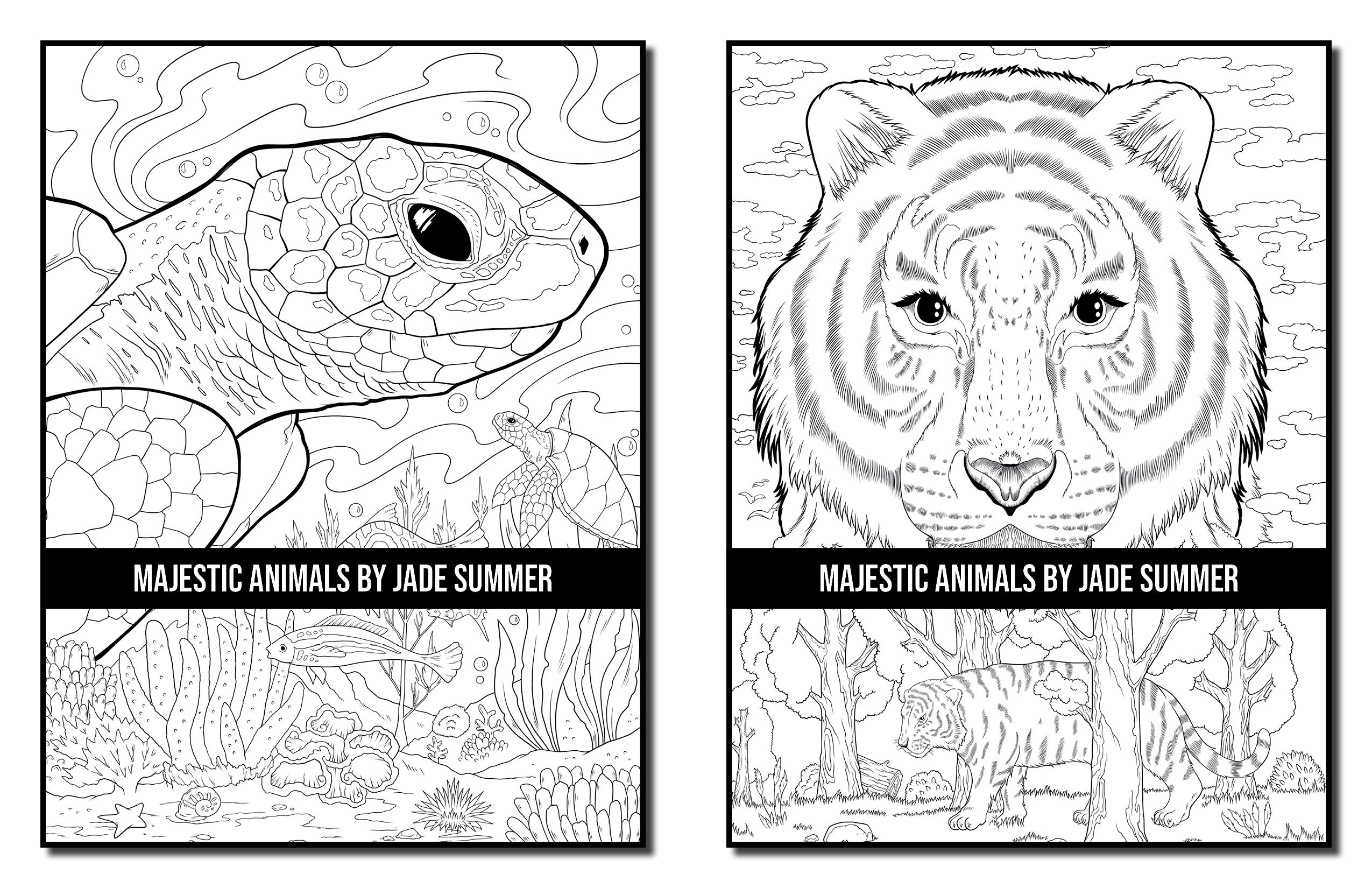 Majestic Animals: An Adult Coloring Book with Beautiful Animals and Relaxing Nature Scenes