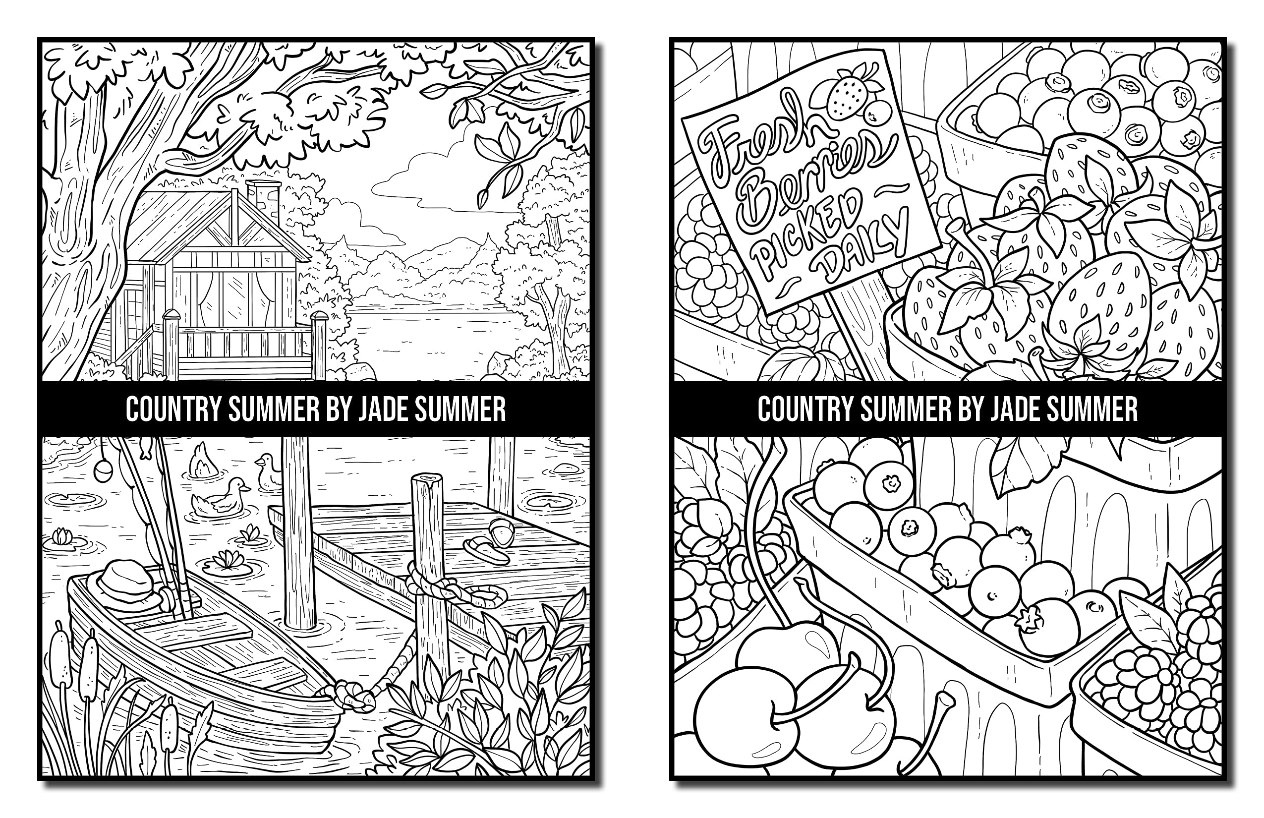 Country Summer: An Adult Coloring Book with 50 Detailed Images of Charming Country Scenes, Beautiful Rustic Landscapes, and Lovable Farm Animals (Country Coloring Books)