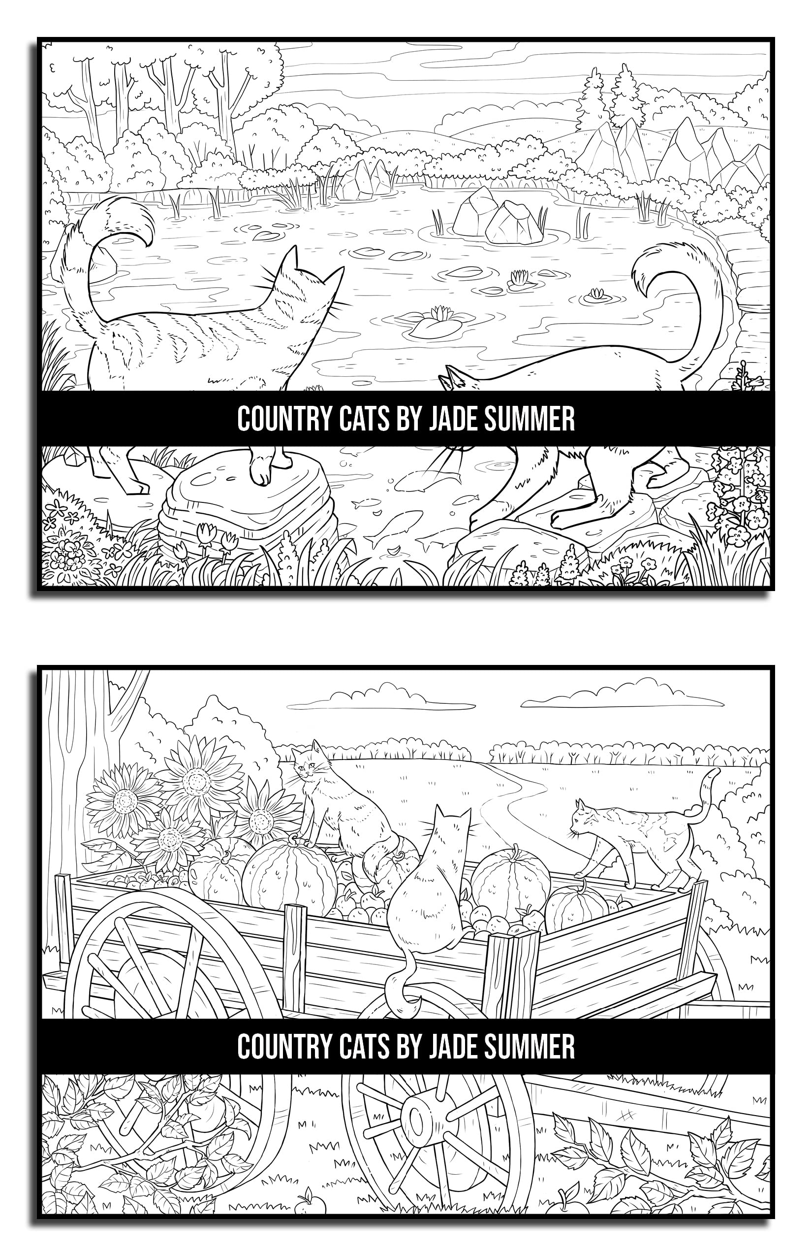 Country Cats Coloring Book: For Adults with Adorable Cats and Relaxing Nature Scenes (Country Coloring Books)