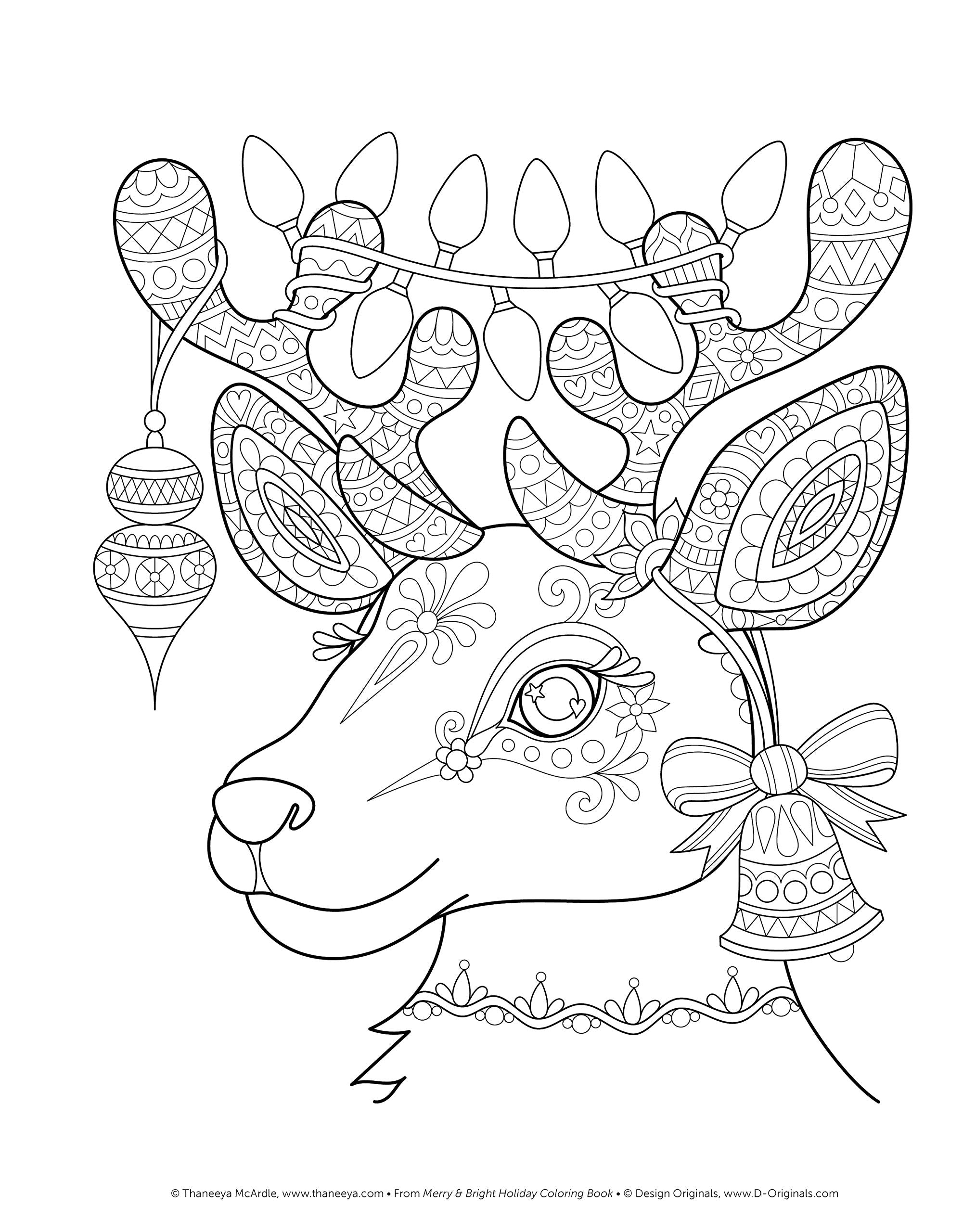 Merry & Bright Holiday Coloring Book (Design Originals) A Festive Christmas Coloring Wonderland of Snowmen, Ice Skates, and Quirky Critters on Perforated Pages that Resist Bleed Through