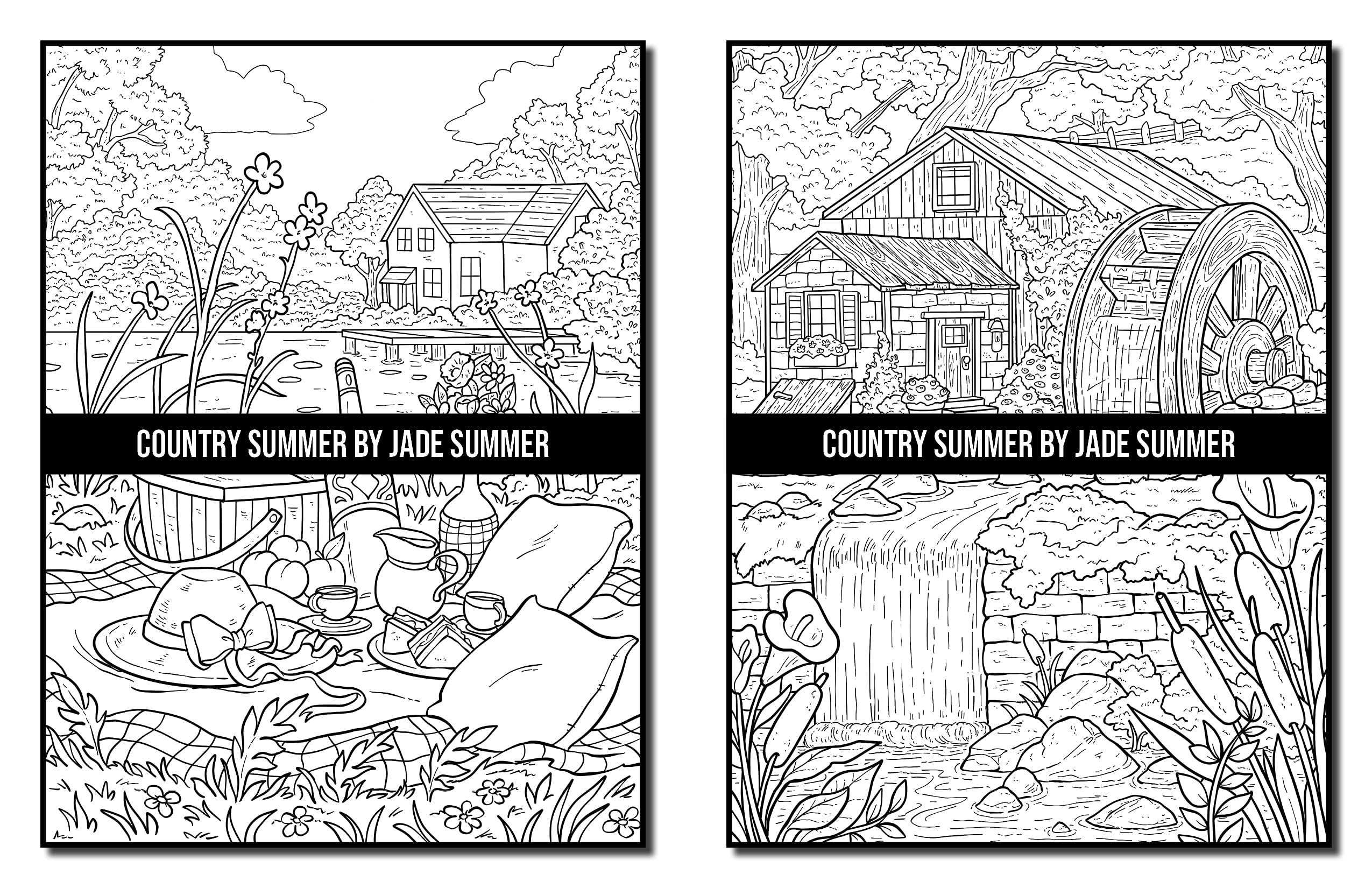 Country Summer: An Adult Coloring Book with 50 Detailed Images of Charming Country Scenes, Beautiful Rustic Landscapes, and Lovable Farm Animals (Country Coloring Books)