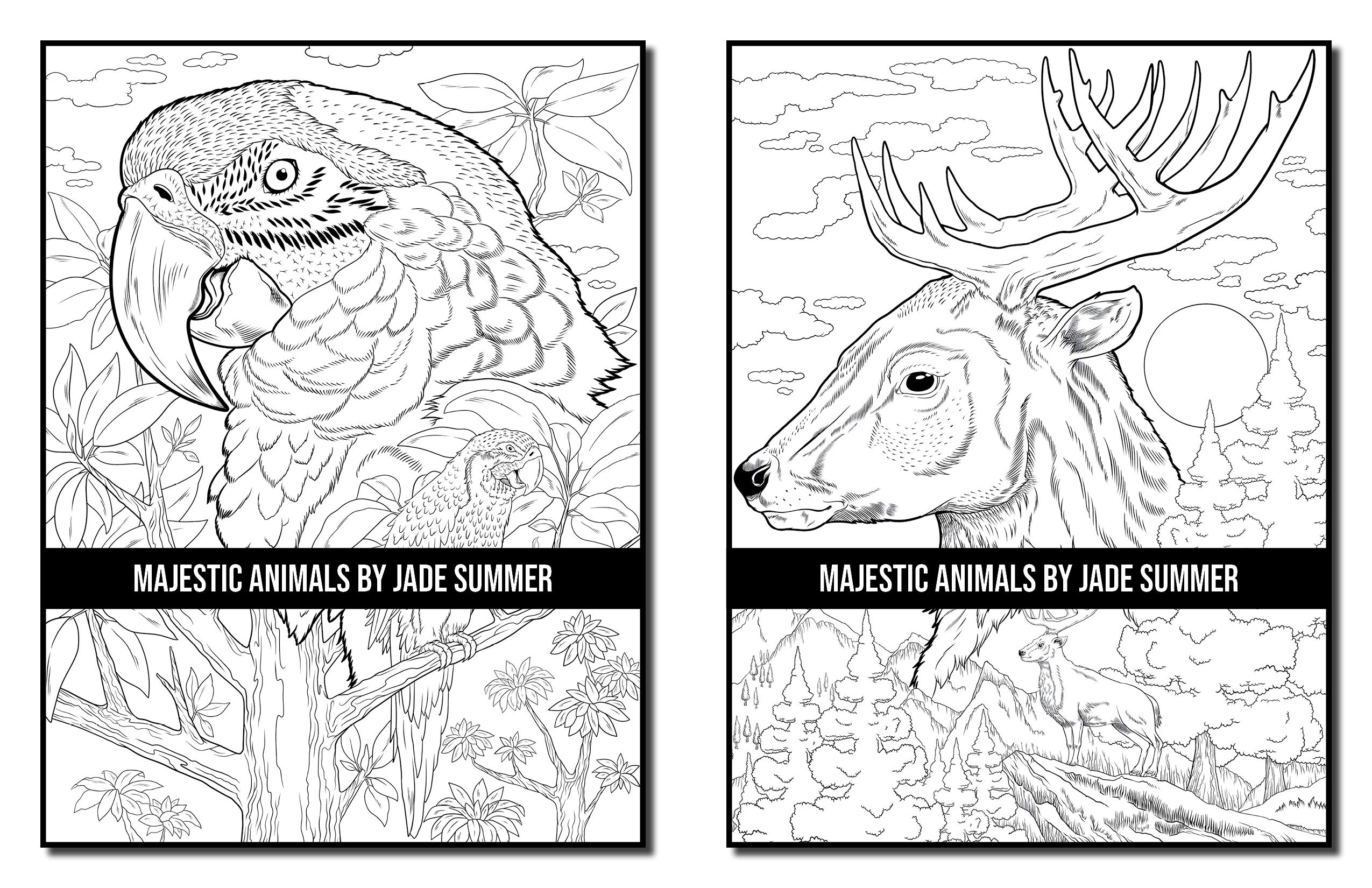 Majestic Animals: An Adult Coloring Book with Beautiful Animals and Relaxing Nature Scenes