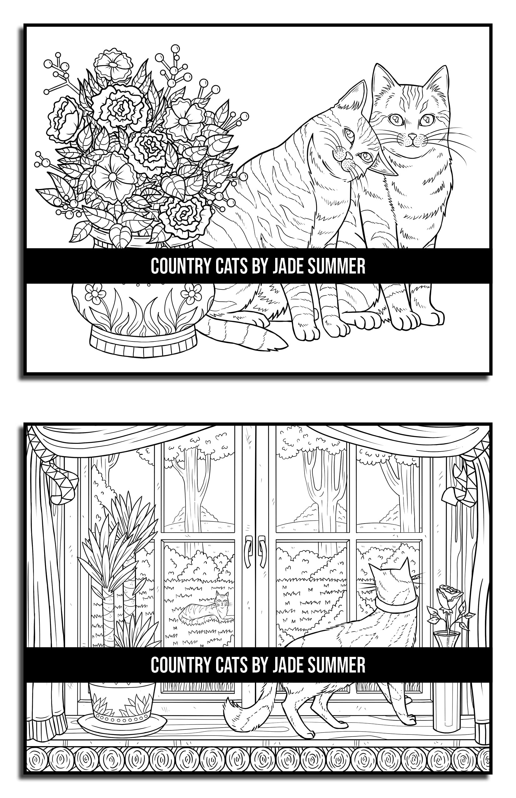 Country Cats Coloring Book: For Adults with Adorable Cats and Relaxing Nature Scenes (Country Coloring Books)