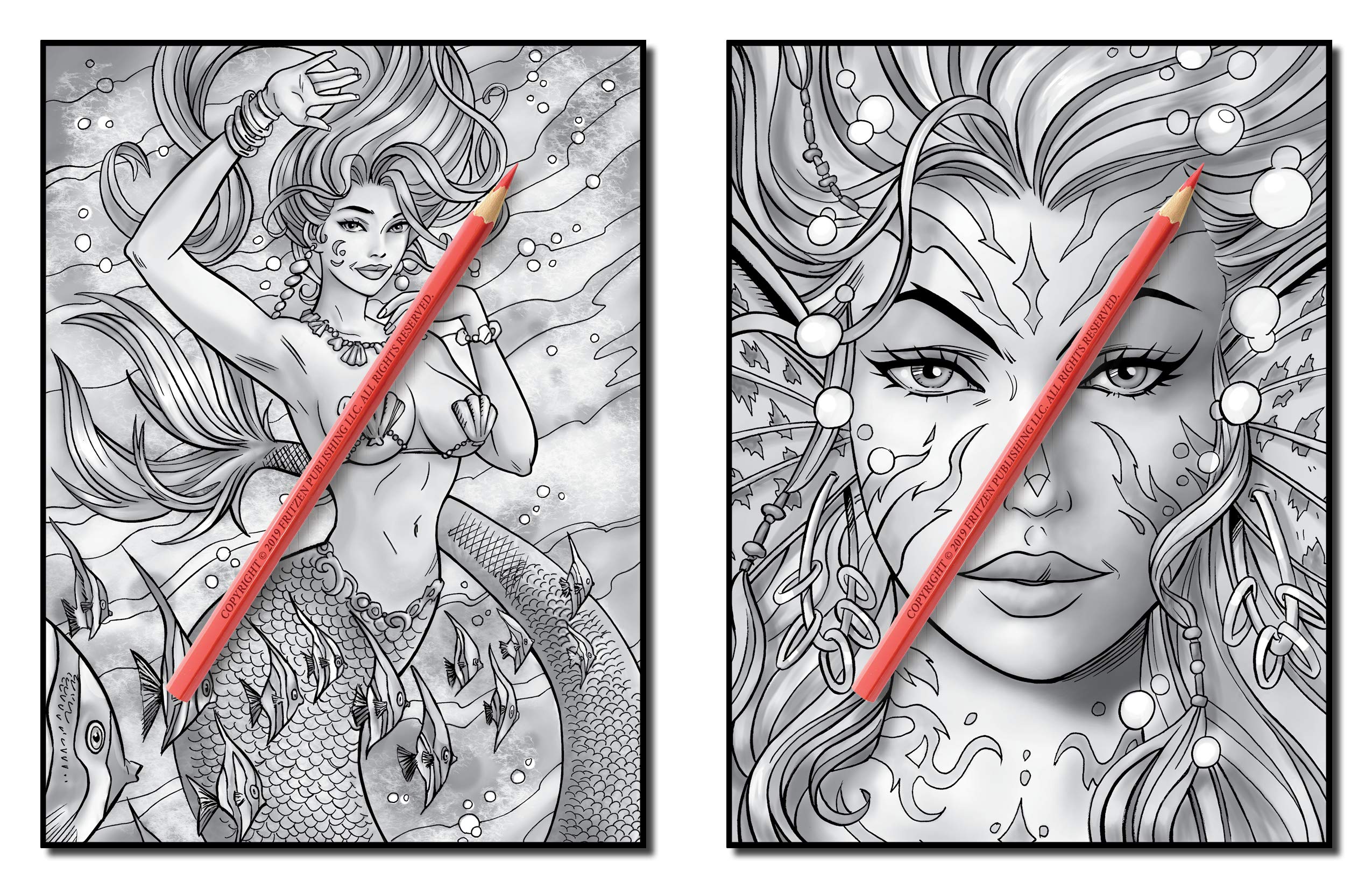 Mermaids Grayscale: An Adult Coloring Book with Sexy Mermaids, Relaxing Tropical Beaches, and Underwater Fantasy Scenes (Grayscale Coloring Books)