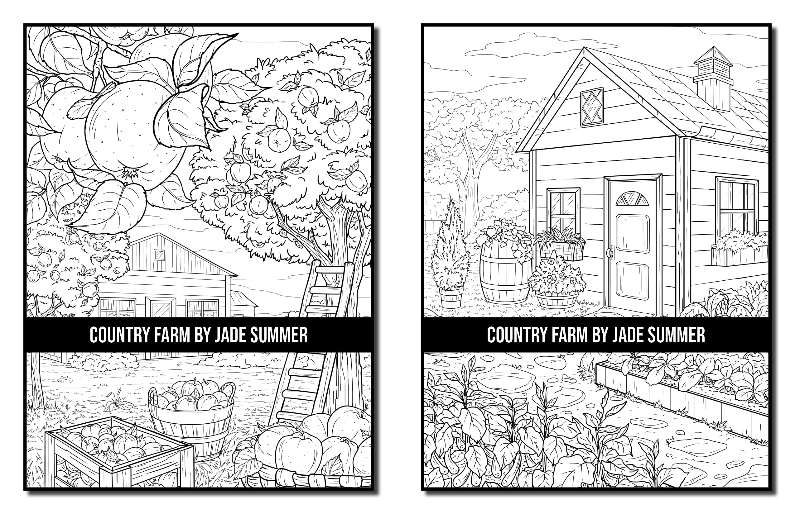 Country Farm Coloring Book: For Adults with Playful Animals, Beautiful Flowers, and Nature Scenes for Relaxation (Country Coloring Books)