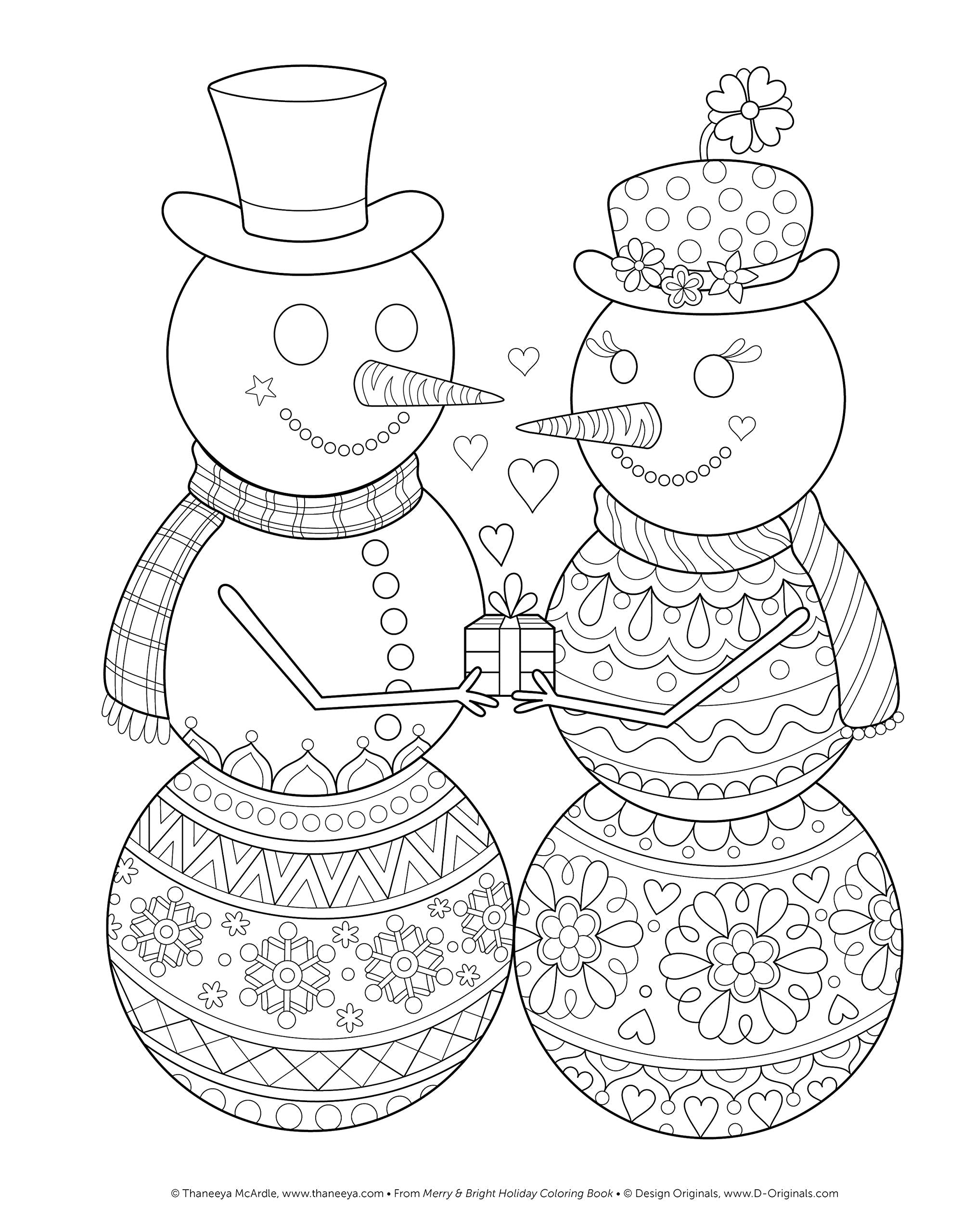 Merry & Bright Holiday Coloring Book (Design Originals) A Festive Christmas Coloring Wonderland of Snowmen, Ice Skates, and Quirky Critters on Perforated Pages that Resist Bleed Through