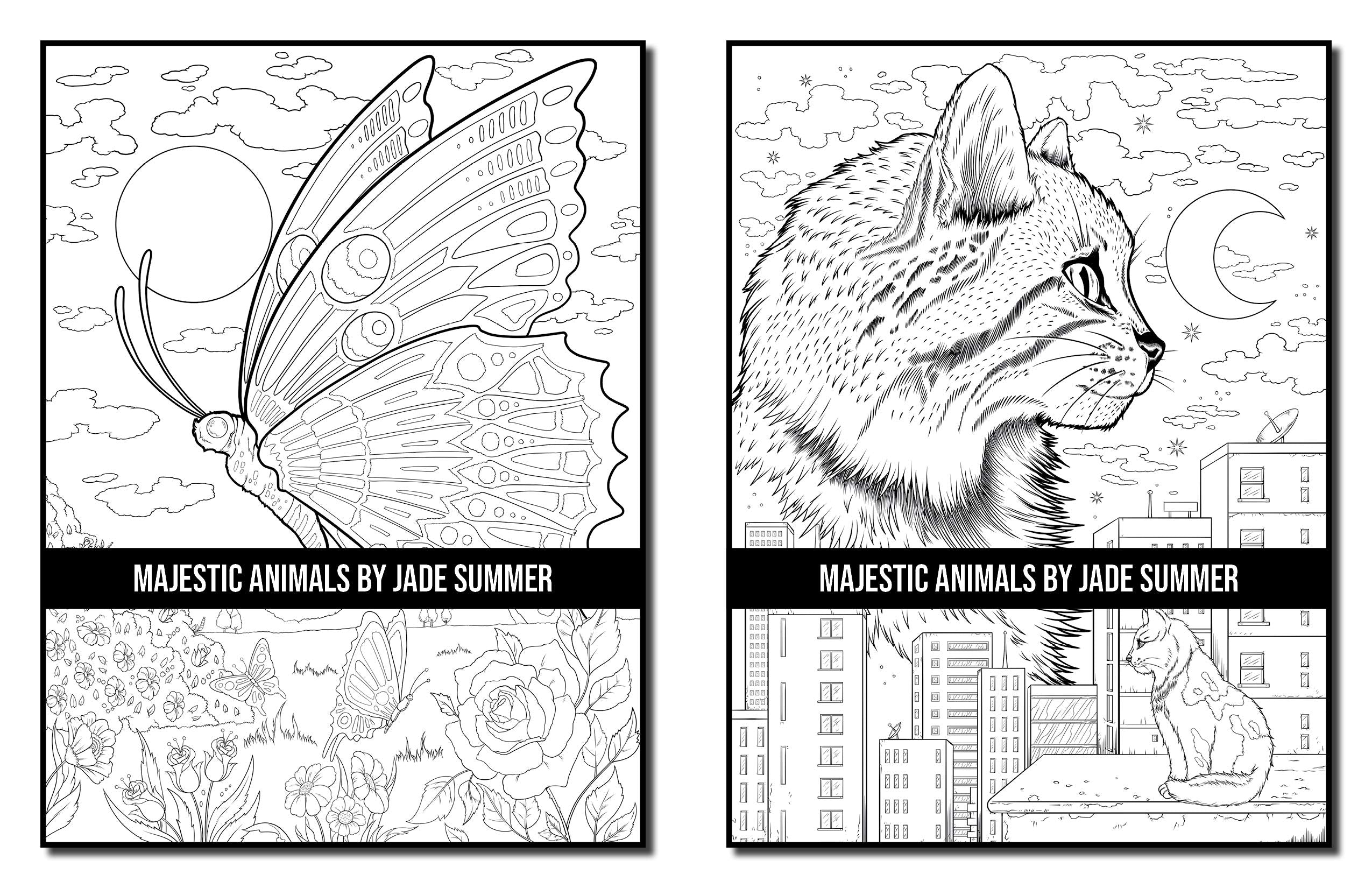 Majestic Animals: An Adult Coloring Book with Beautiful Animals and Relaxing Nature Scenes