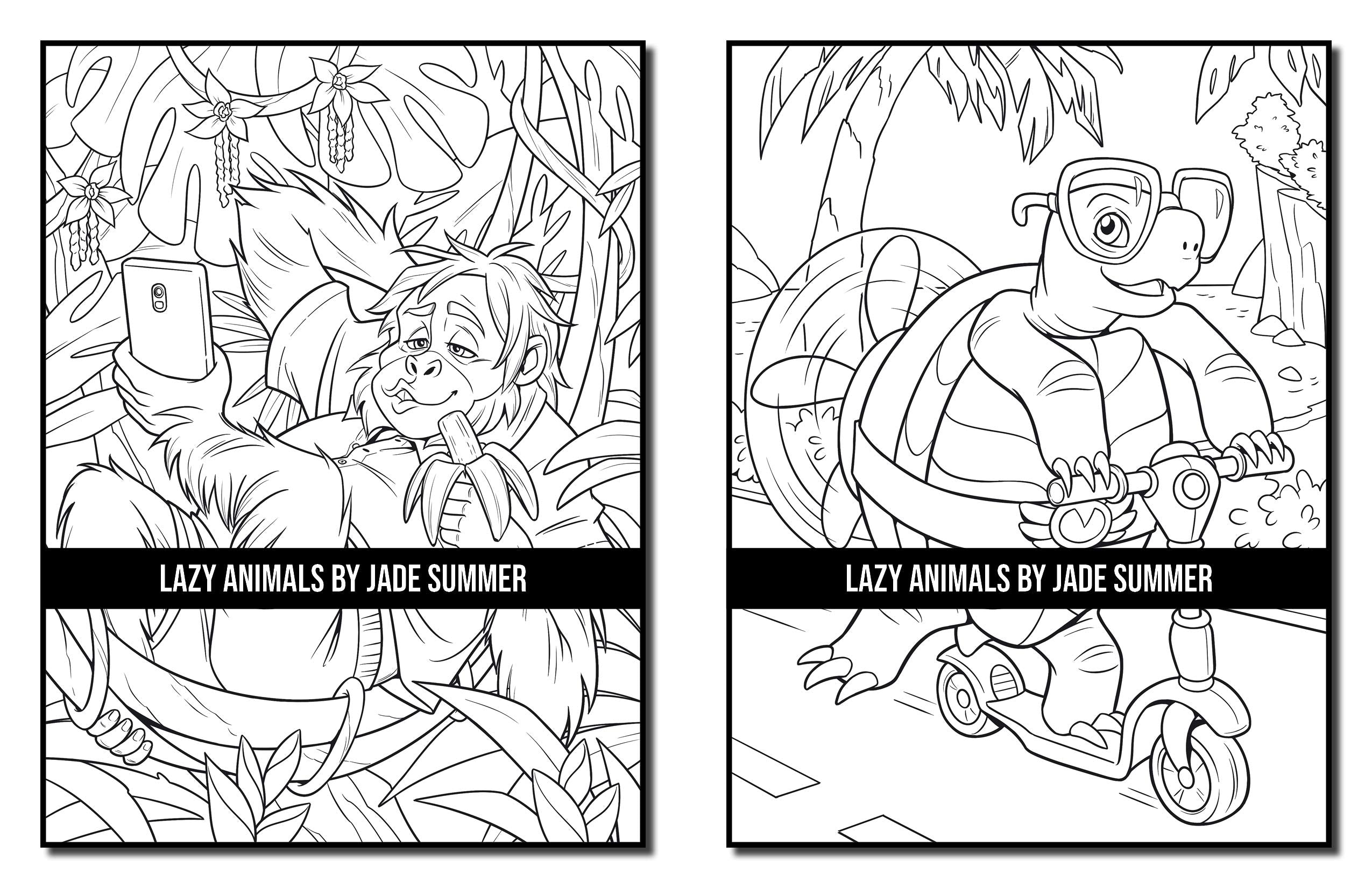 Lazy Animals: An Adult Coloring Book with Funny Animals, Hilarious Scenes, and Relaxing Designs for Animal Lovers (Cute Animal Coloring Books)