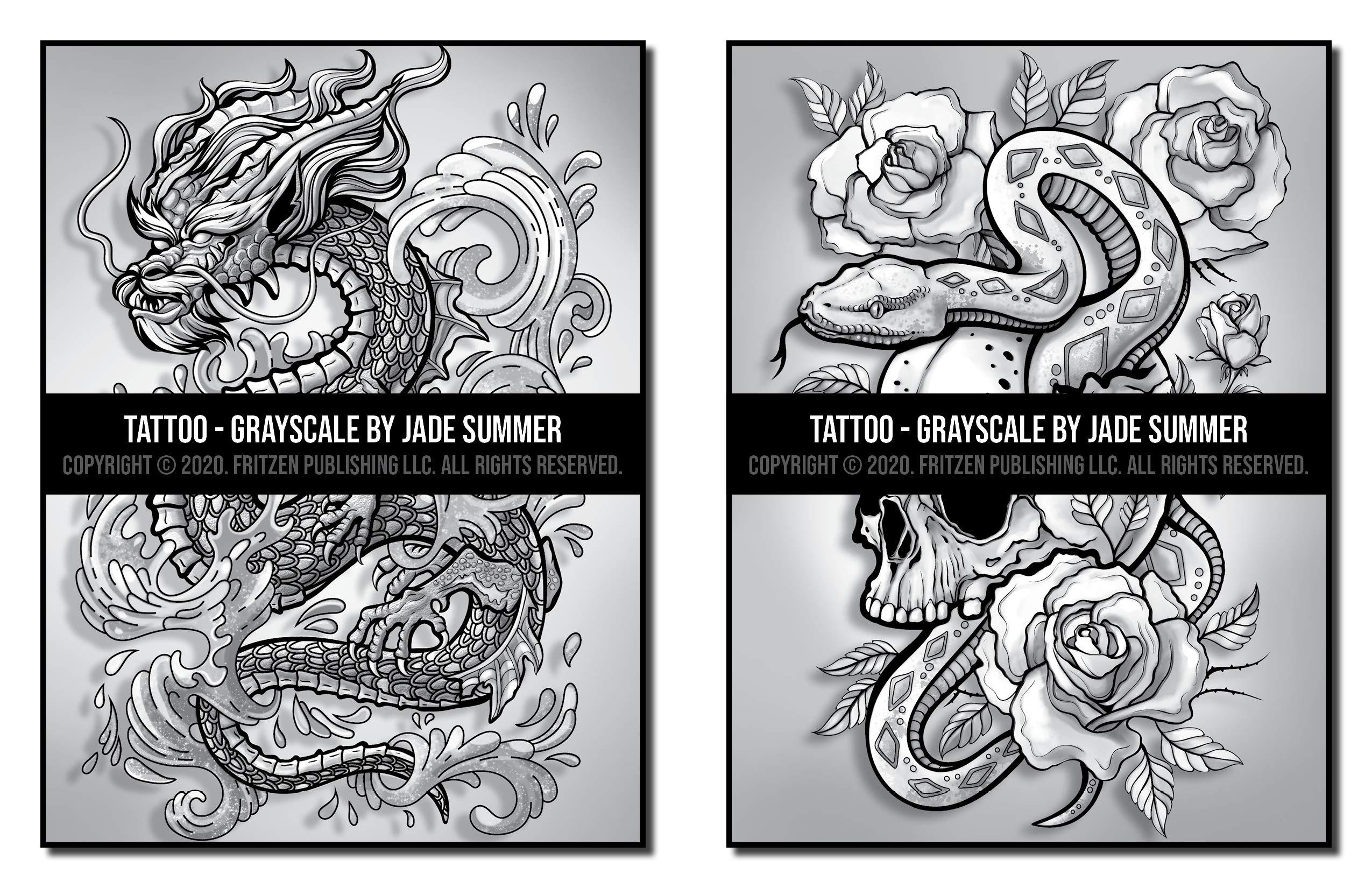 Tattoos Grayscale: An Adult Coloring Book with Awesome, Sexy, and Relaxing Tattoo Designs for Men and Women (Grayscale Coloring Books)