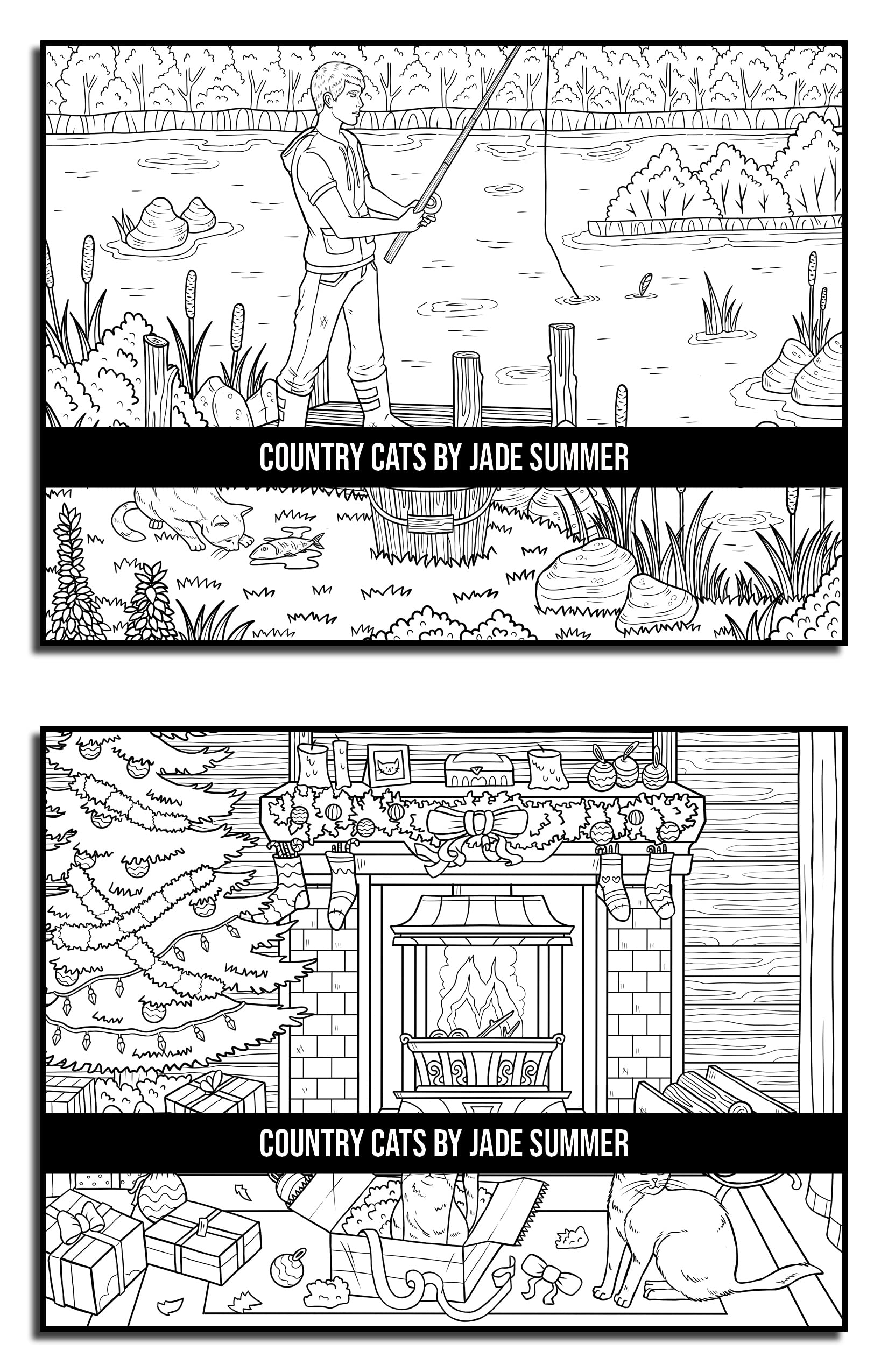 Country Cats Coloring Book: For Adults with Adorable Cats and Relaxing Nature Scenes (Country Coloring Books)