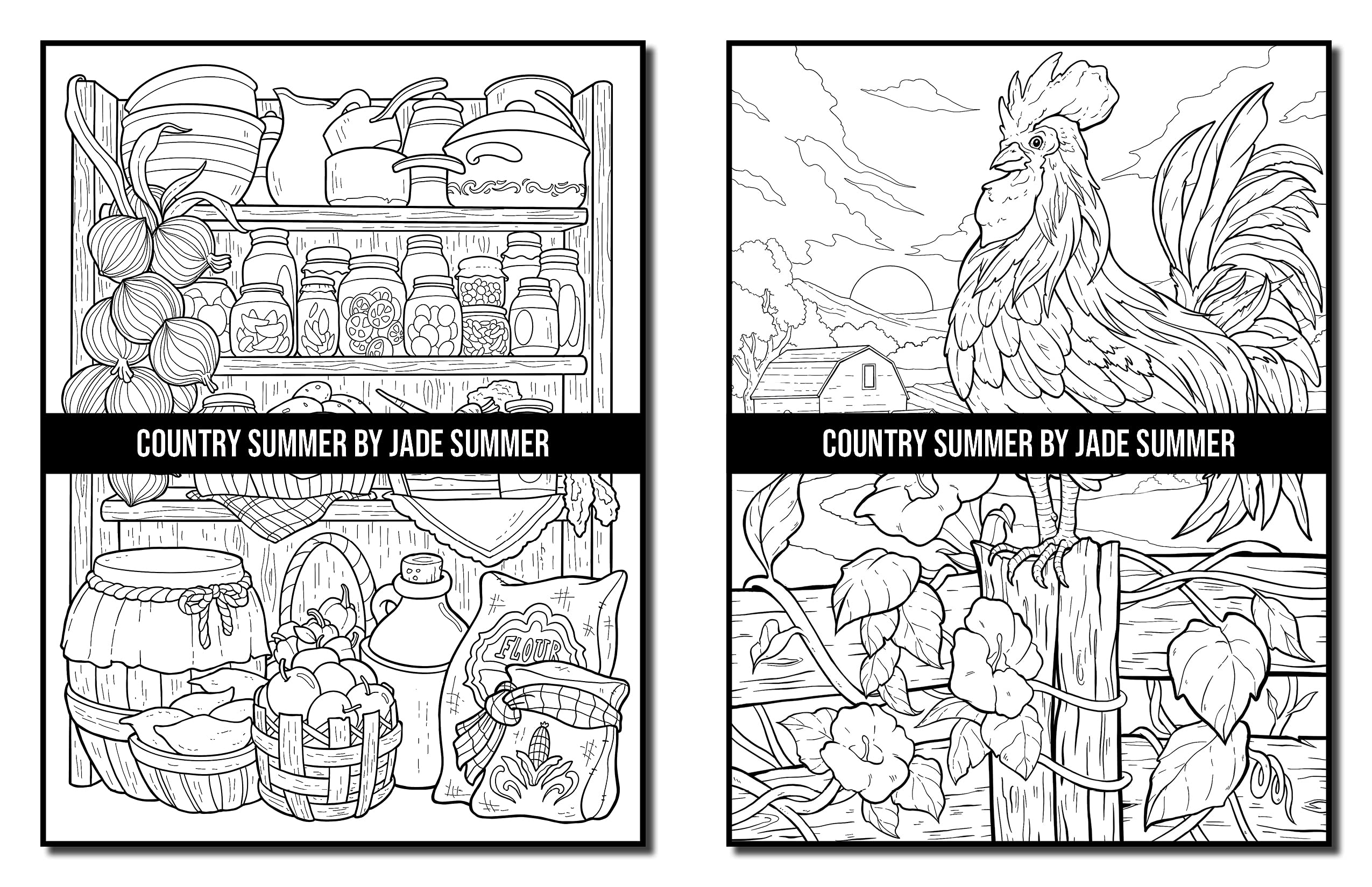 Country Summer: An Adult Coloring Book with 50 Detailed Images of Charming Country Scenes, Beautiful Rustic Landscapes, and Lovable Farm Animals (Country Coloring Books)