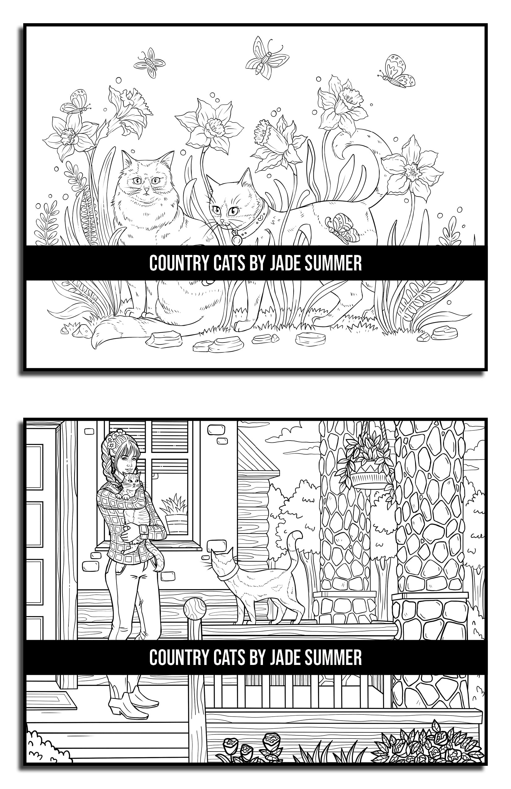 Country Cats Coloring Book: For Adults with Adorable Cats and Relaxing Nature Scenes (Country Coloring Books)