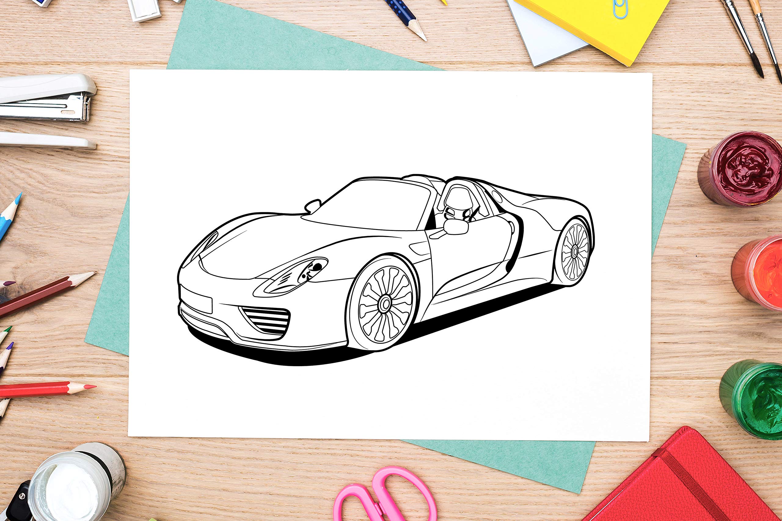 Sports Cars Coloring Book: A Collection of 45 Cool Supercars | Relaxation Coloring Pages for Kids, Adults, Boys, and Car Lovers