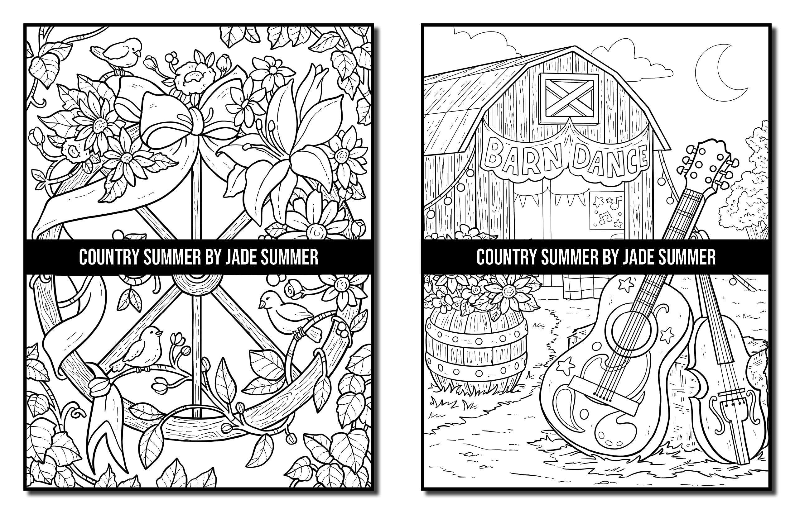 Country Summer: An Adult Coloring Book with 50 Detailed Images of Charming Country Scenes, Beautiful Rustic Landscapes, and Lovable Farm Animals (Country Coloring Books)