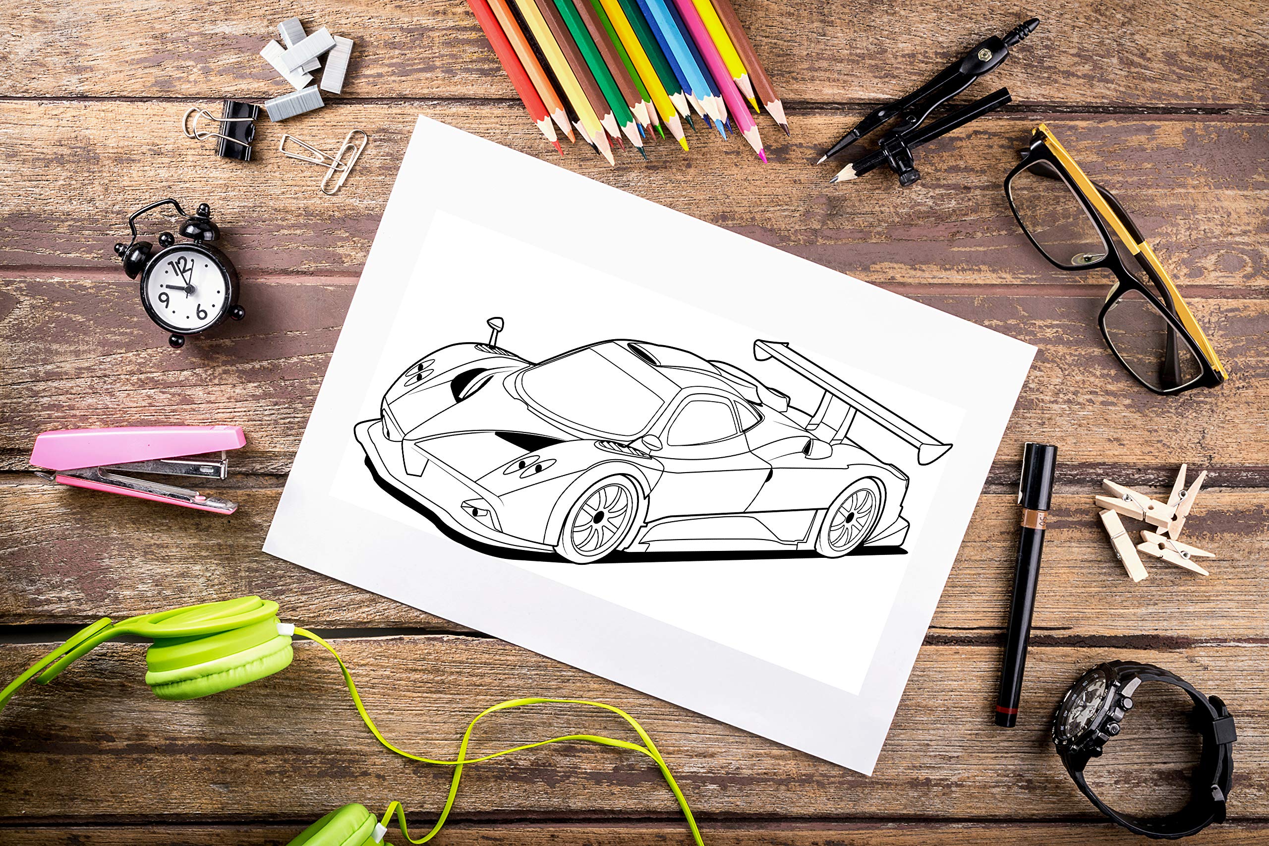Dream Cars Coloring Book: A Collection of 40+ Cool Sports Cars, Supercars, and Classic Cars | Relaxation Coloring Pages for Kids, Adults, Boys, and Car Lovers