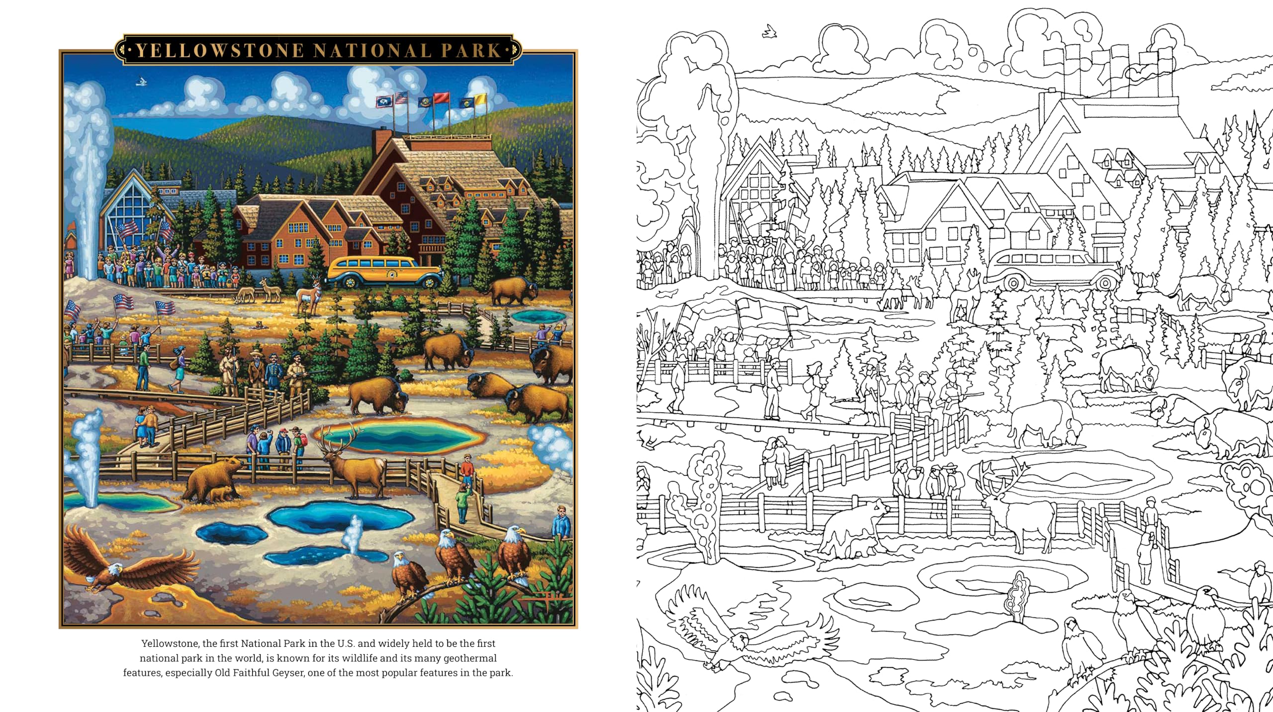 National Parks Coloring Book: Color famous scenes from the national parks in the whimsical style of folk artist Eric Dowdle (Dowdle Coloring Book, 1)