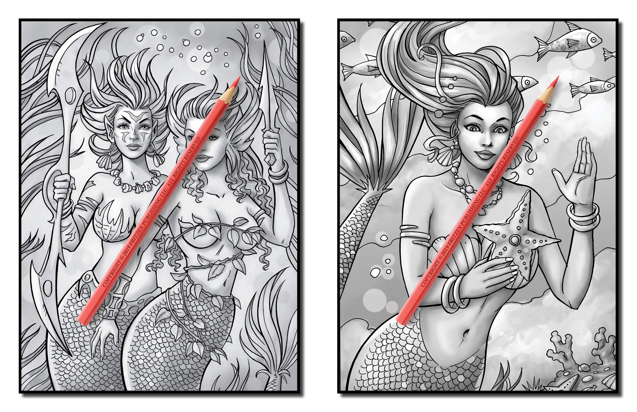Mermaids Grayscale: An Adult Coloring Book with Sexy Mermaids, Relaxing Tropical Beaches, and Underwater Fantasy Scenes (Grayscale Coloring Books)