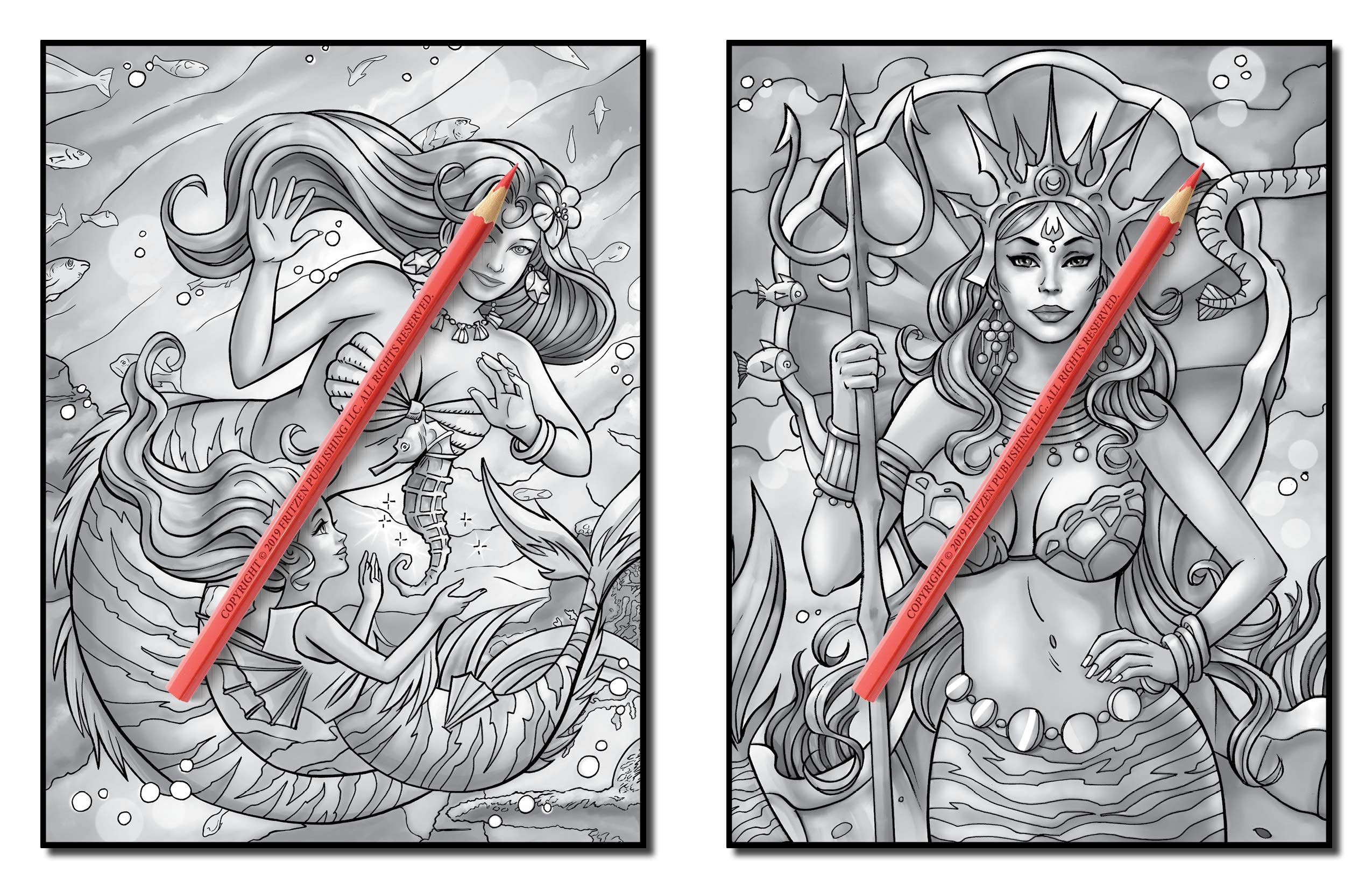 Mermaids Grayscale: An Adult Coloring Book with Sexy Mermaids, Relaxing Tropical Beaches, and Underwater Fantasy Scenes (Grayscale Coloring Books)