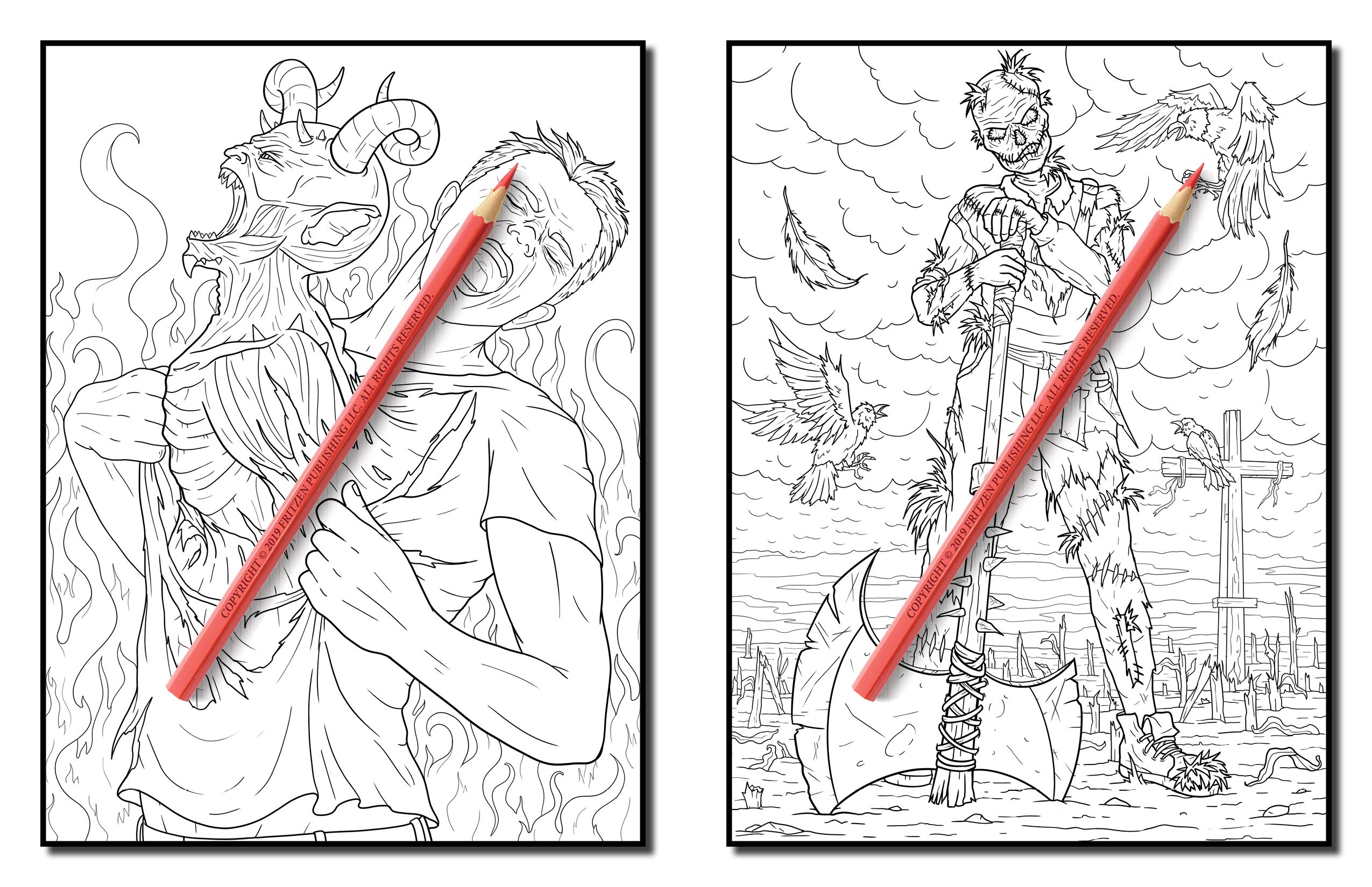 Nightmare: A Horror Coloring Book with Terrifying Monsters, Evil Women, Dark Fantasy Creatures, and Gothic Scenes for Relaxation