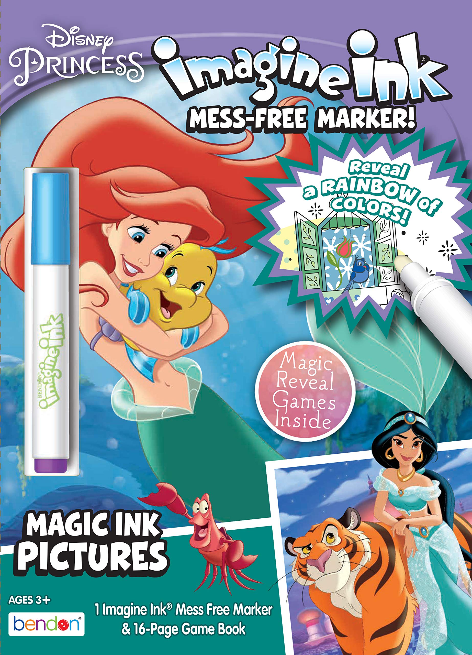 Disney Princess Imagine Ink | Little Mermaid Coloring Book | Aladdin Imagine Ink | 16 Pages | Officially Licensed