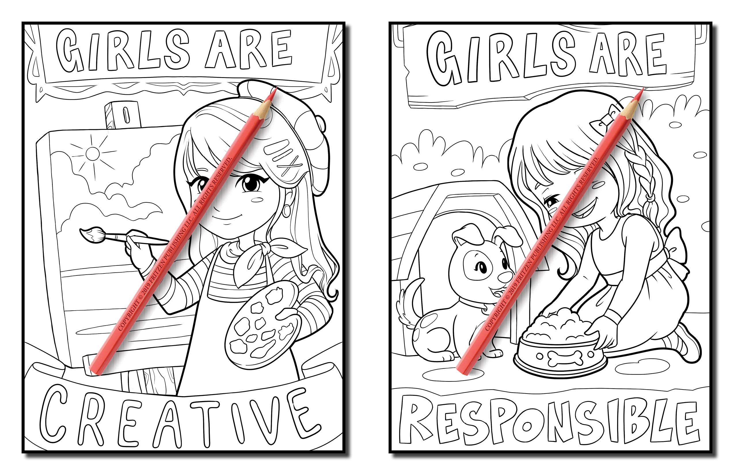 Girls Are Amazing: An Inspirational Coloring Book for Girls to Motivate, Encourage and Build Confidence