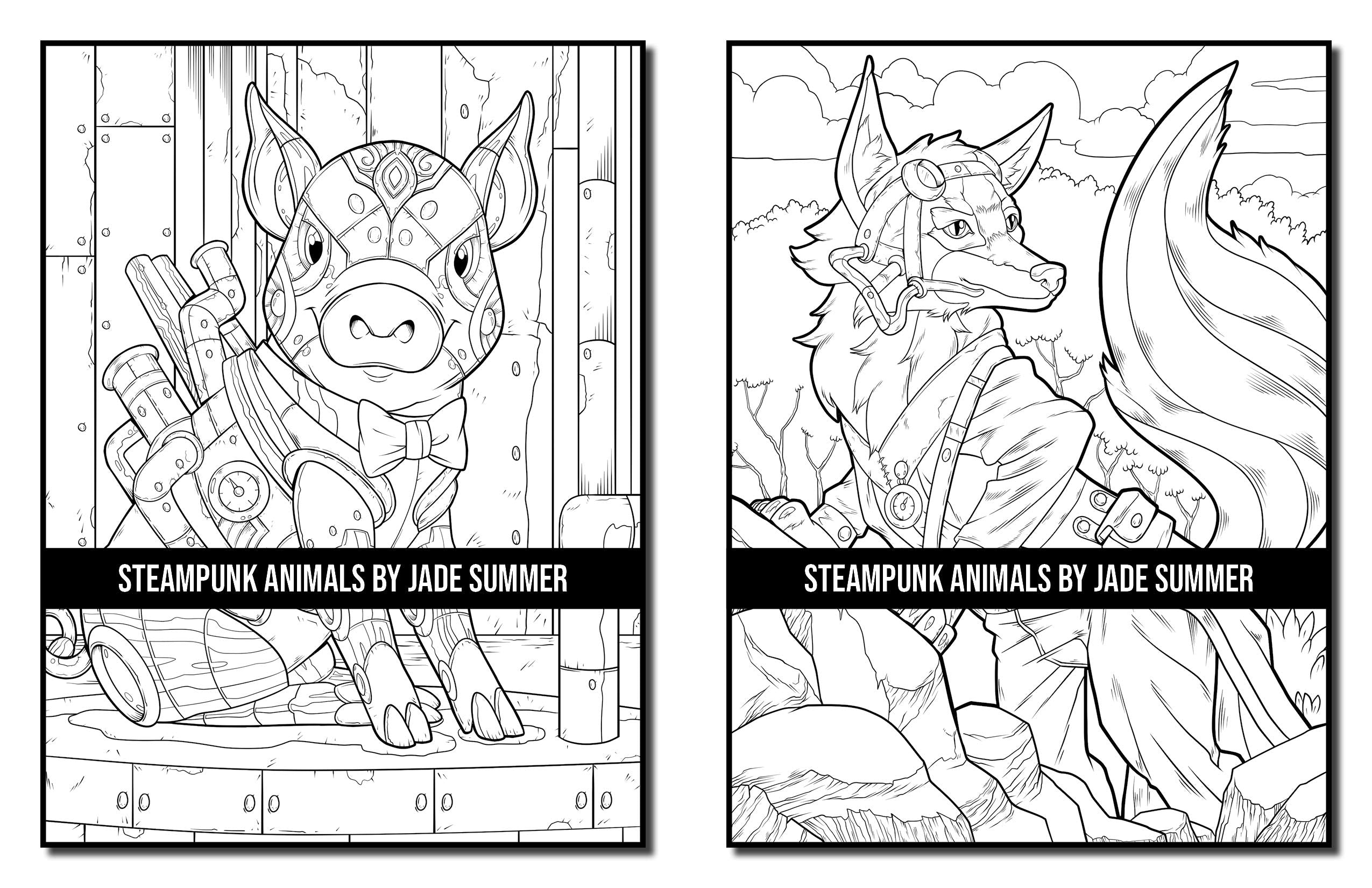 Steampunk Animals: An Adult Coloring Book with Dogs, Lions, Elephants, Owls, Monkeys, Wolves, and More!