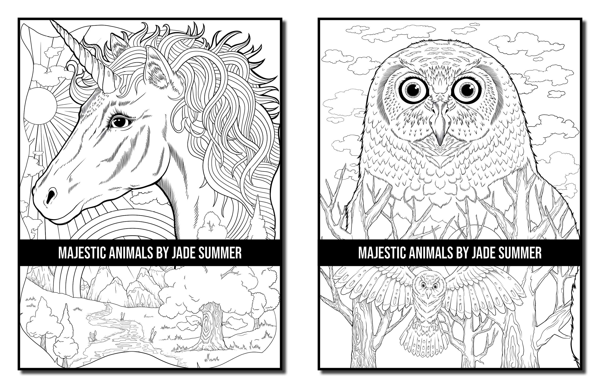 Majestic Animals: An Adult Coloring Book with Beautiful Animals and Relaxing Nature Scenes