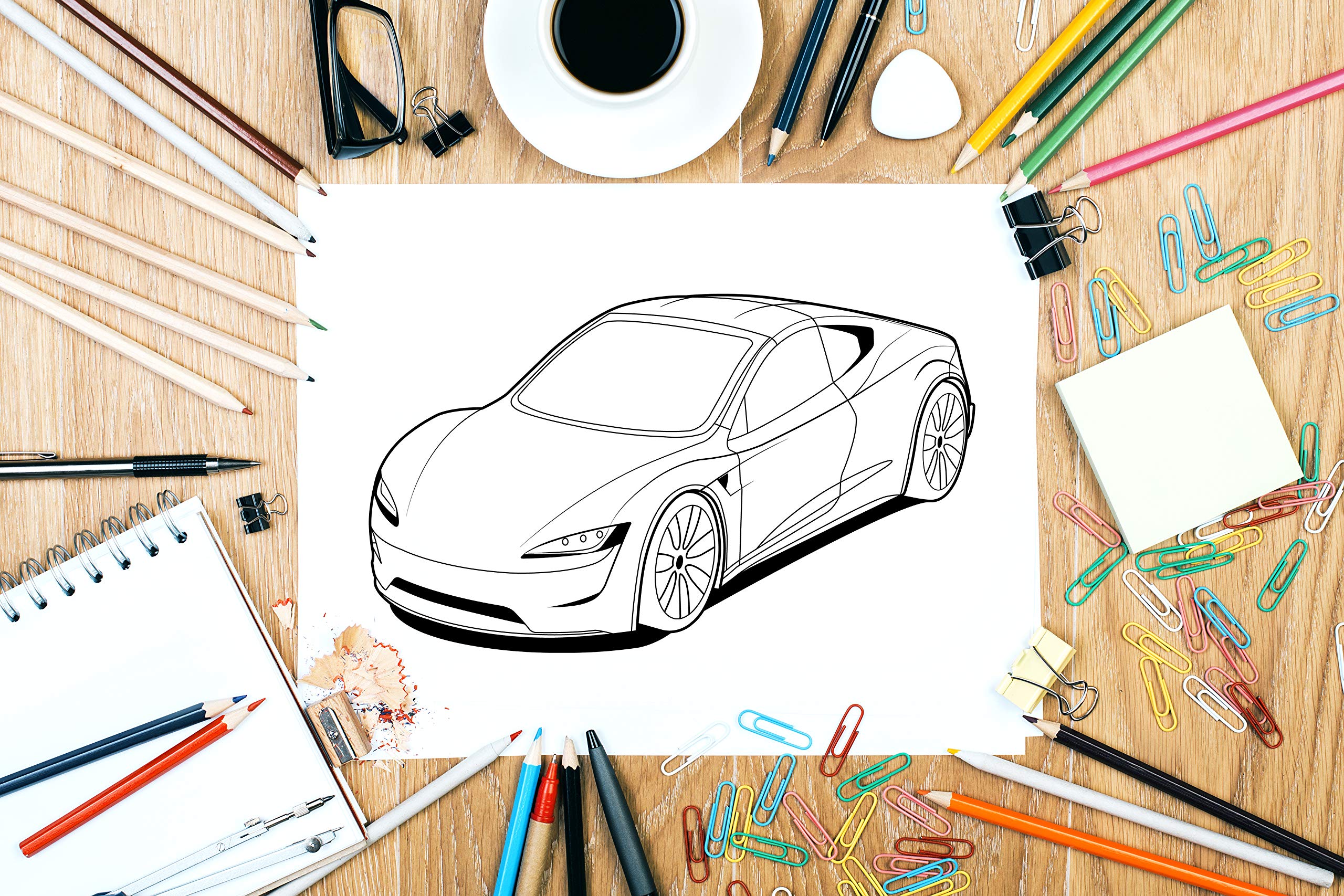 Sports Cars Coloring Book: A Collection of 45 Cool Supercars | Relaxation Coloring Pages for Kids, Adults, Boys, and Car Lovers