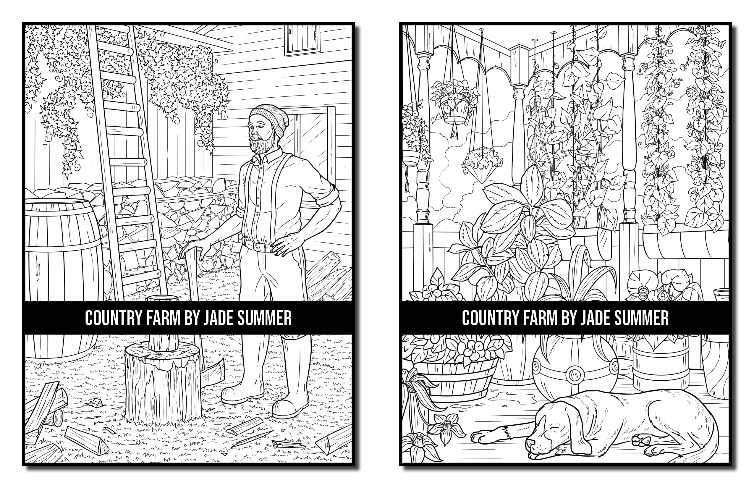 Country Farm Coloring Book: For Adults with Playful Animals, Beautiful Flowers, and Nature Scenes for Relaxation (Country Coloring Books)