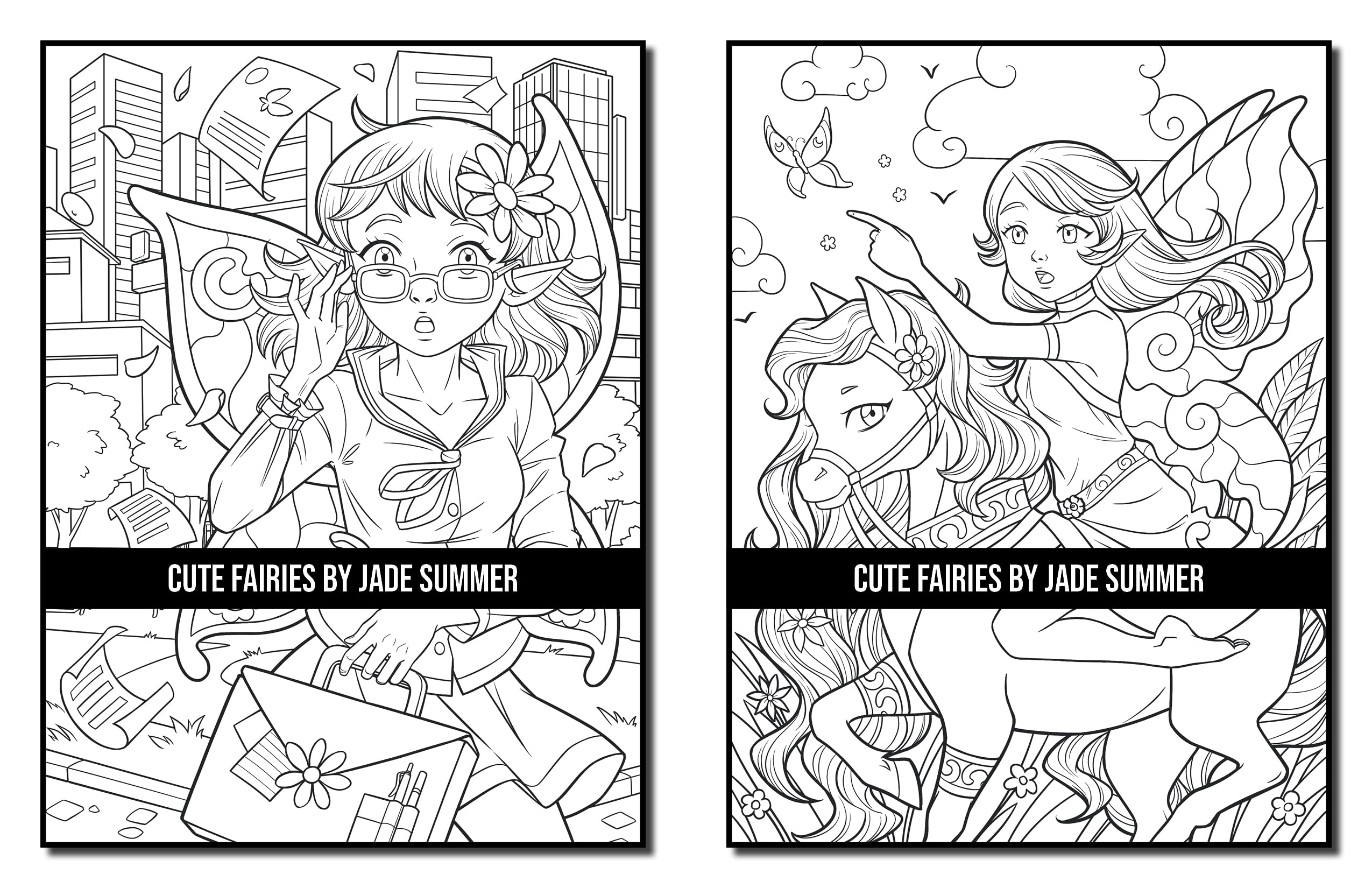 Cute Fairies: An Adult Coloring Book with Adorable Fairy Girls and Delightful Fantasy Scenes for Relaxation