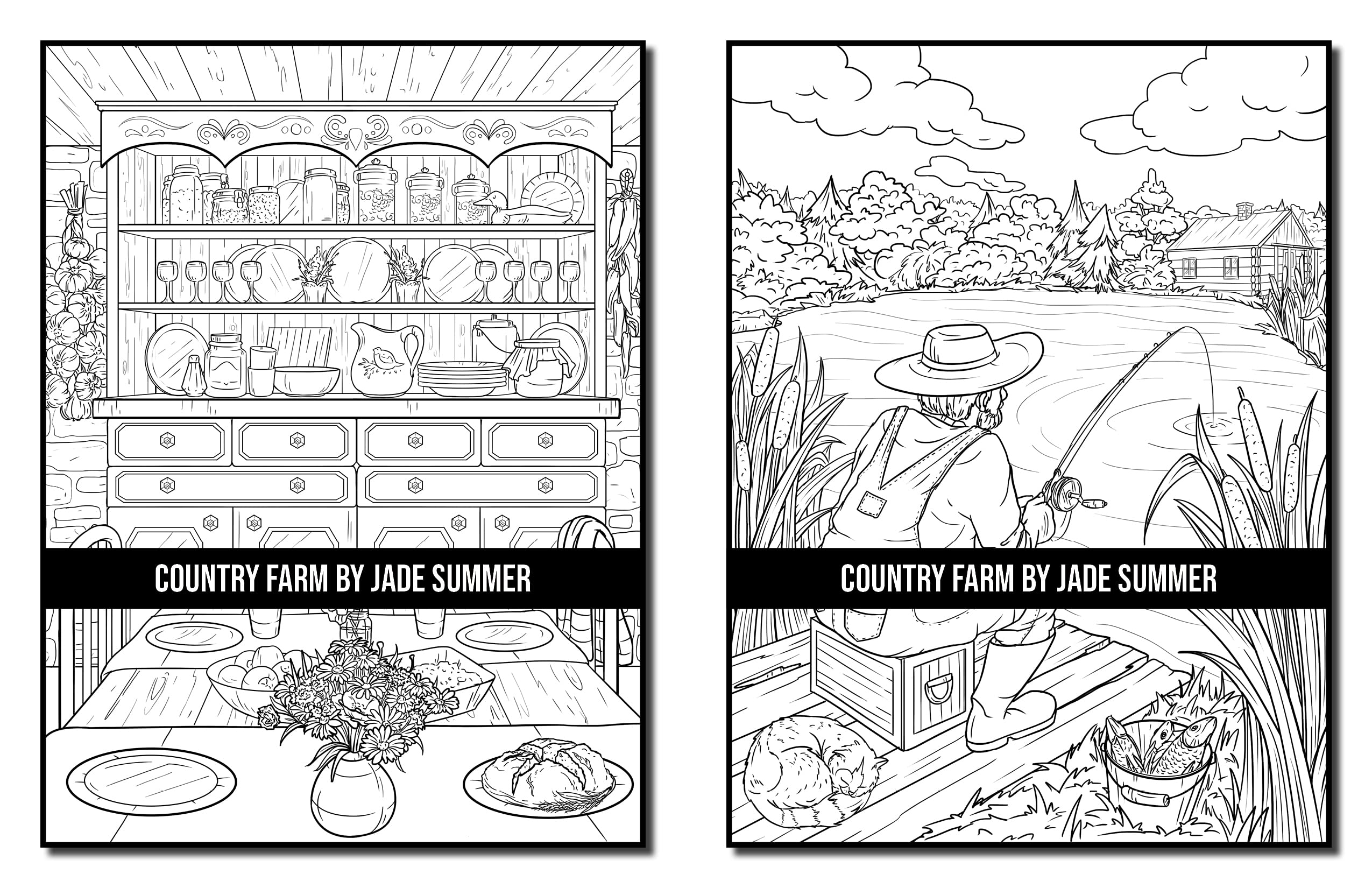 Country Farm Coloring Book: For Adults with Playful Animals, Beautiful Flowers, and Nature Scenes for Relaxation (Country Coloring Books)